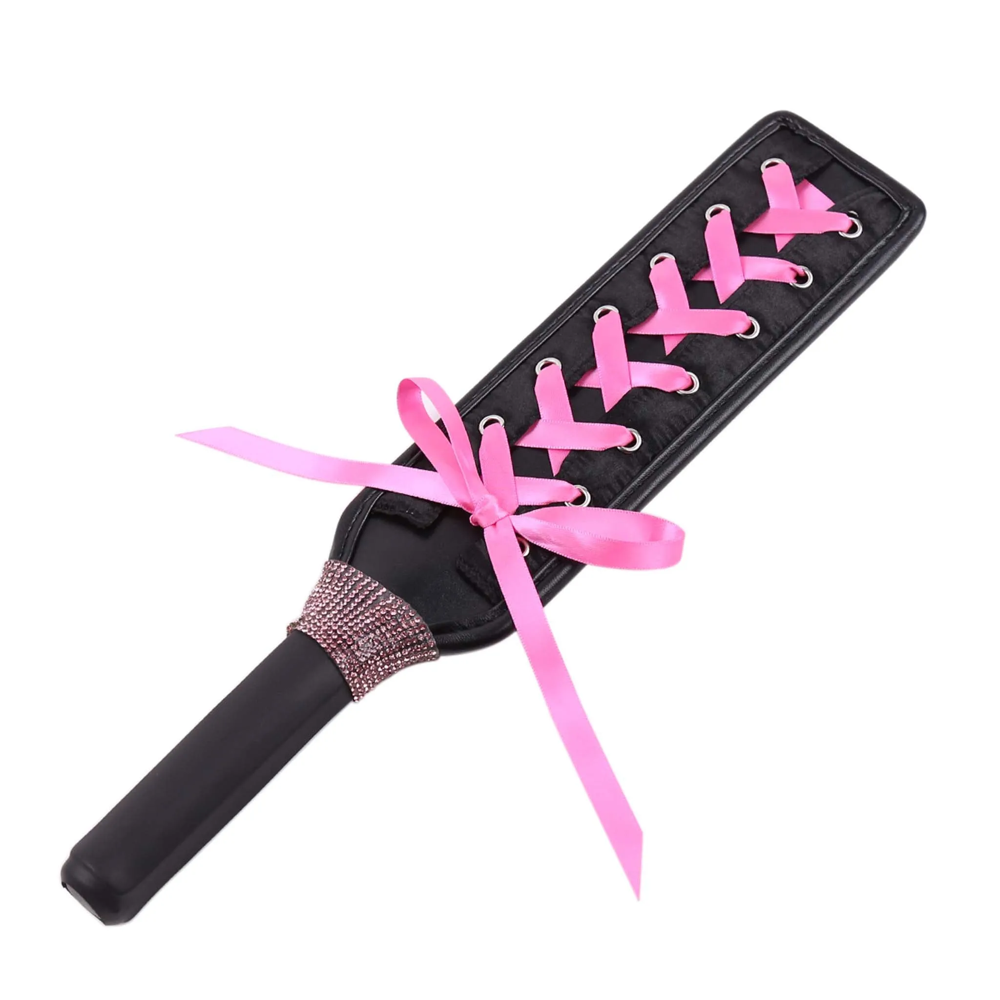 Smart Moves - Paddle - 36 cm Diamanten - Zwart met Roze Lint