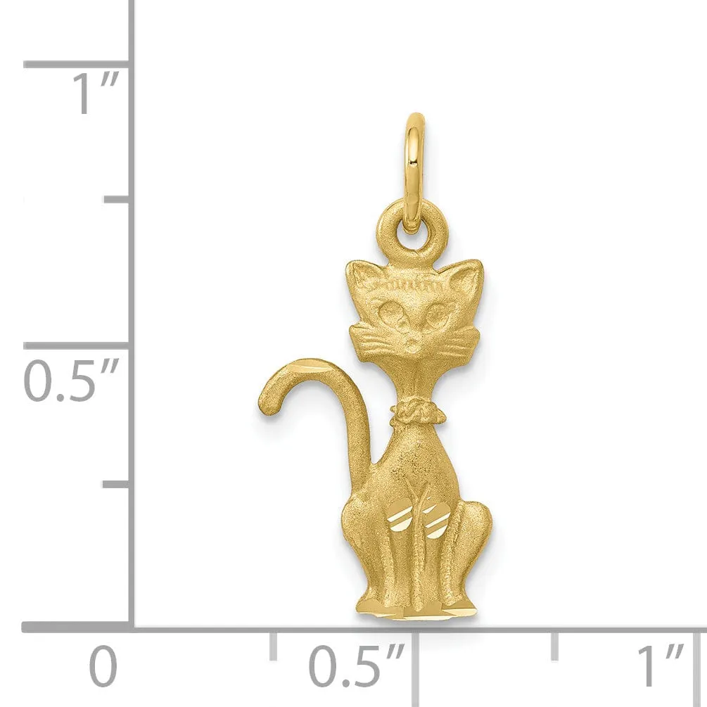 Solid 10k Yellow Gold Tom Cat Charm Pendant