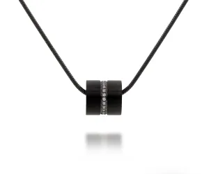 Sparkling Barrel Black Steel Necklace