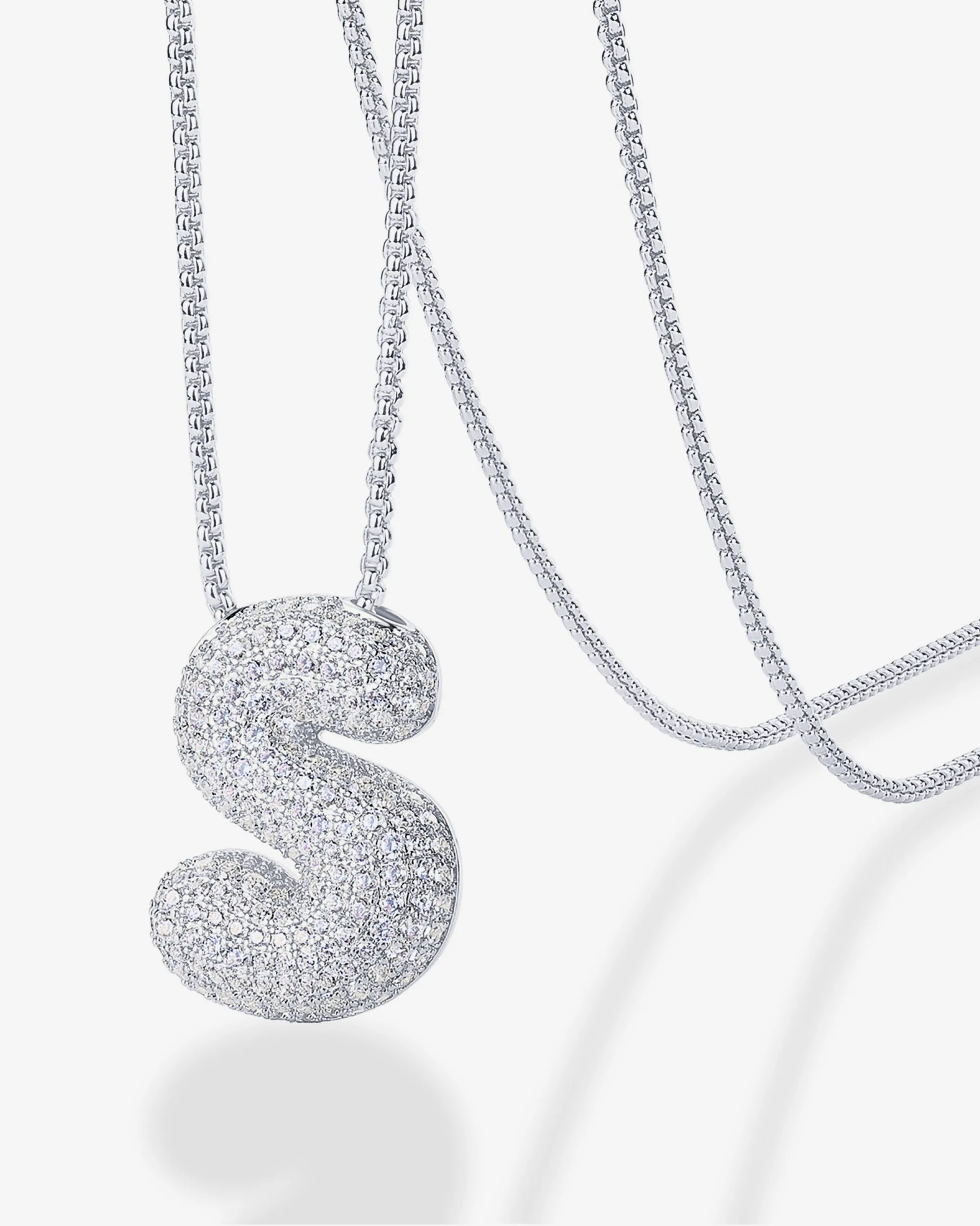 Sparkling Bubble Letter Pendant Necklace