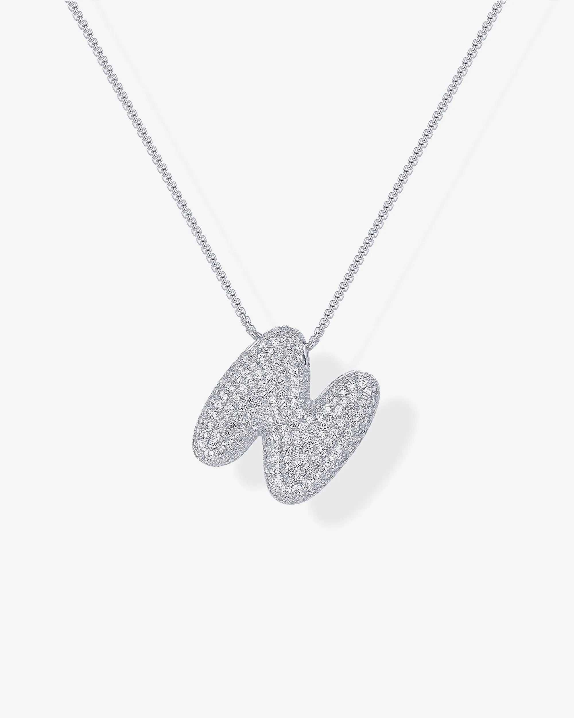 Sparkling Bubble Letter Pendant Necklace