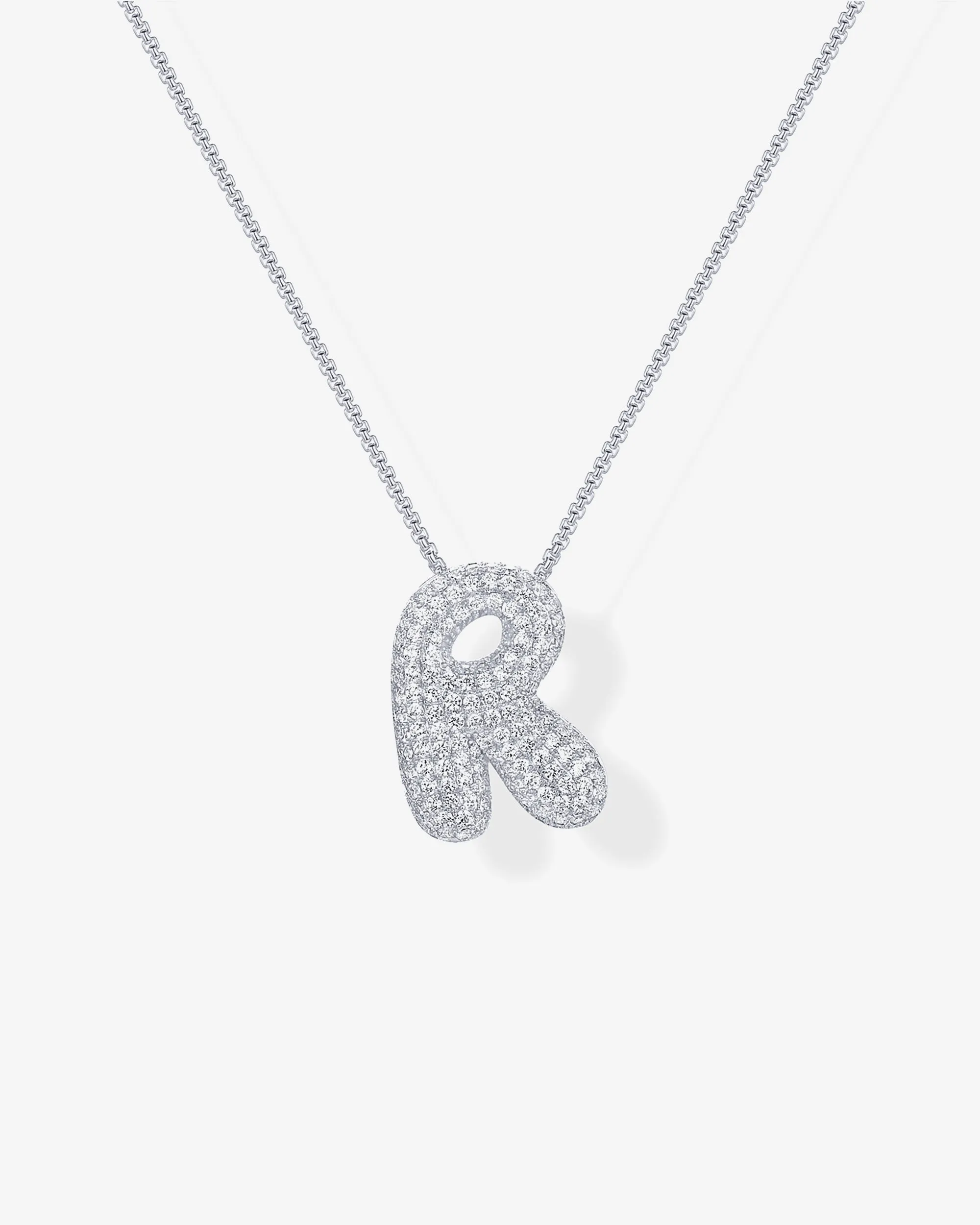 Sparkling Bubble Letter Pendant Necklace