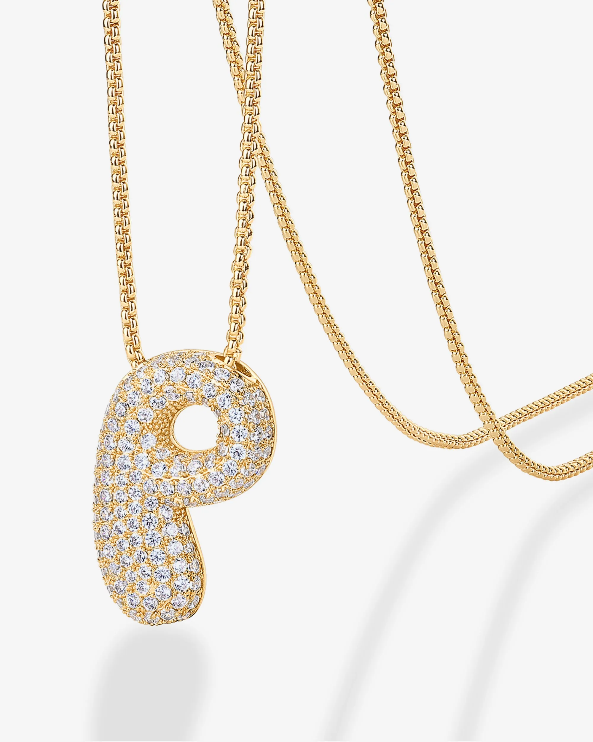 Sparkling Bubble Letter Pendant Necklace