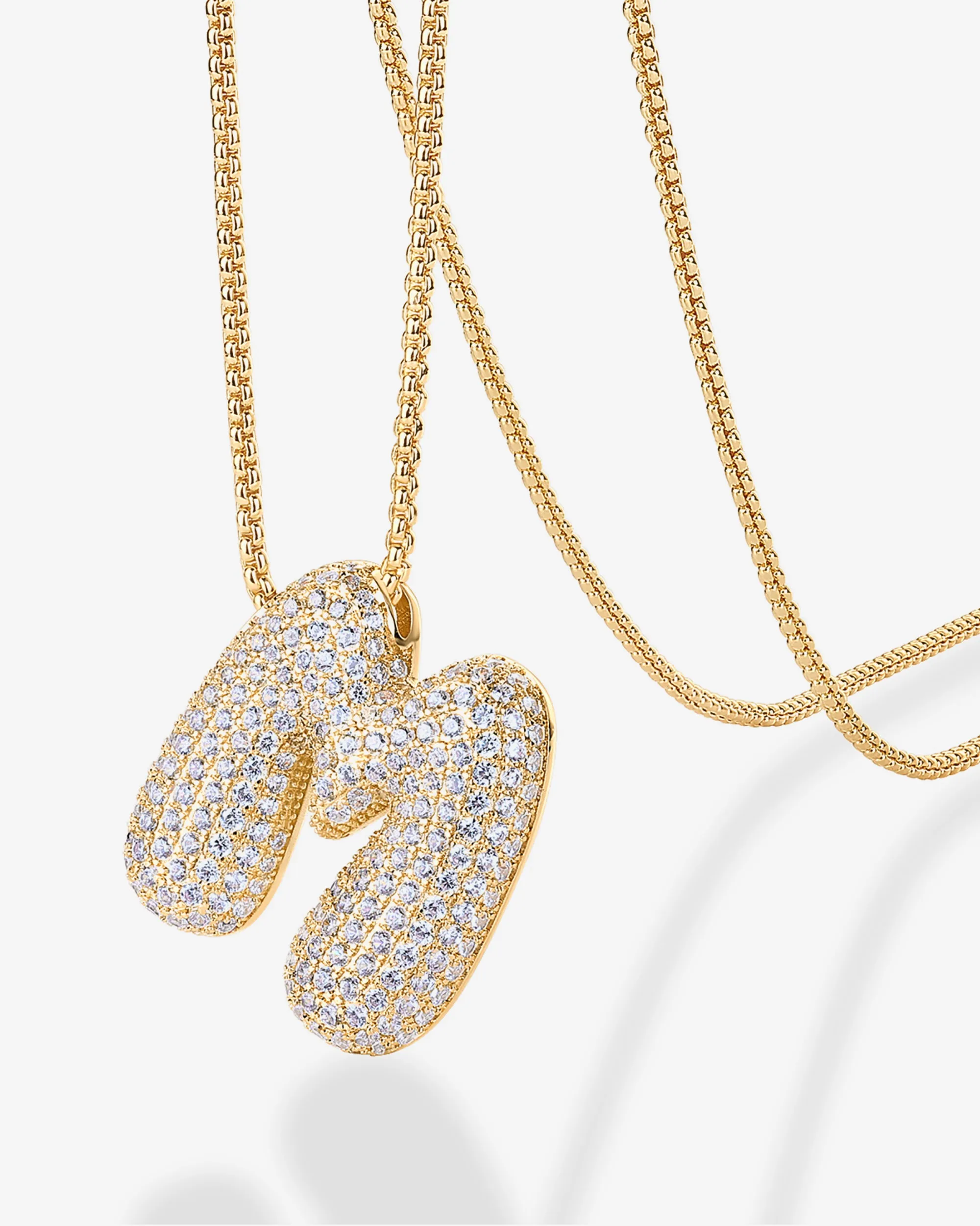 Sparkling Bubble Letter Pendant Necklace