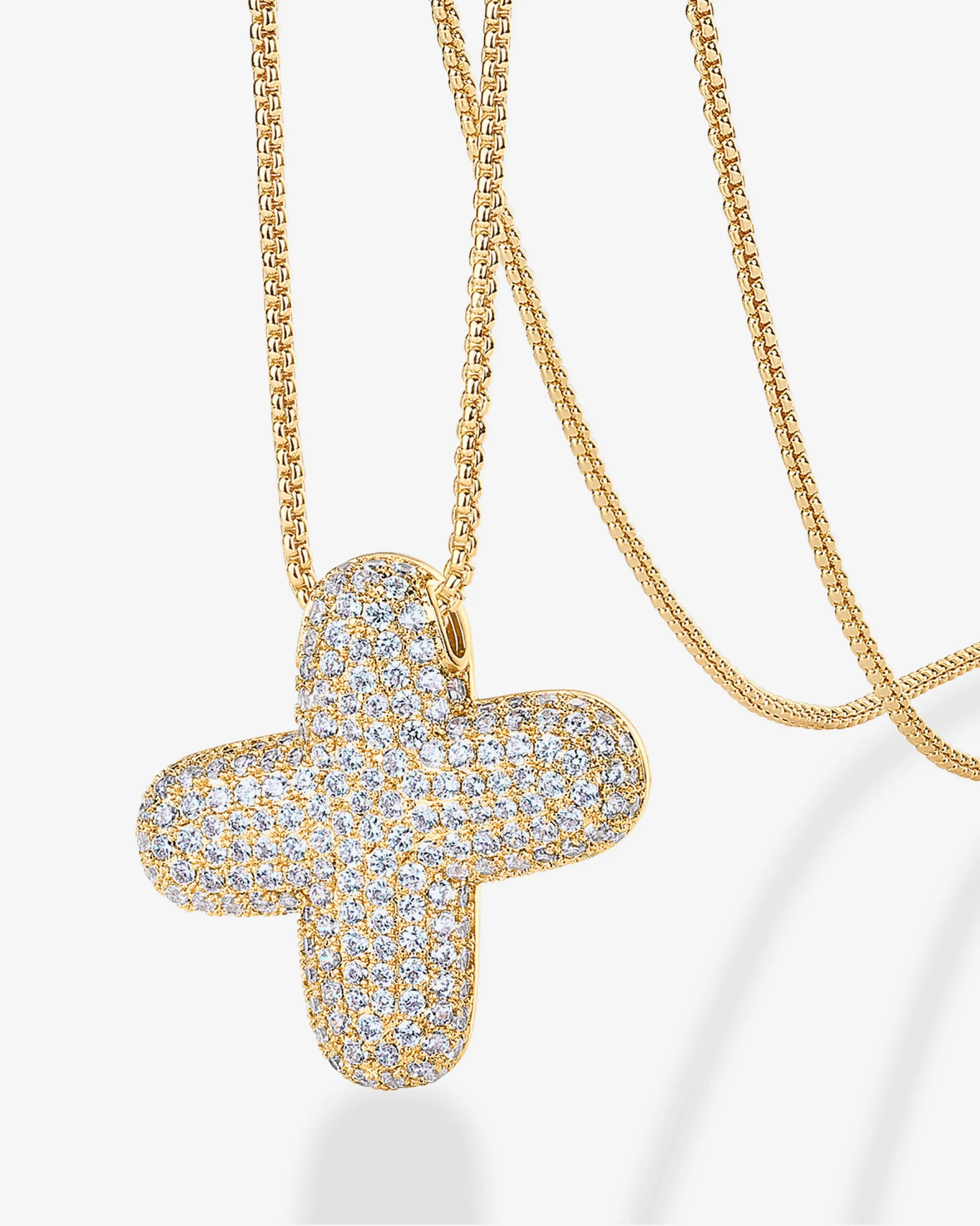 Sparkling Bubble Letter Pendant Necklace