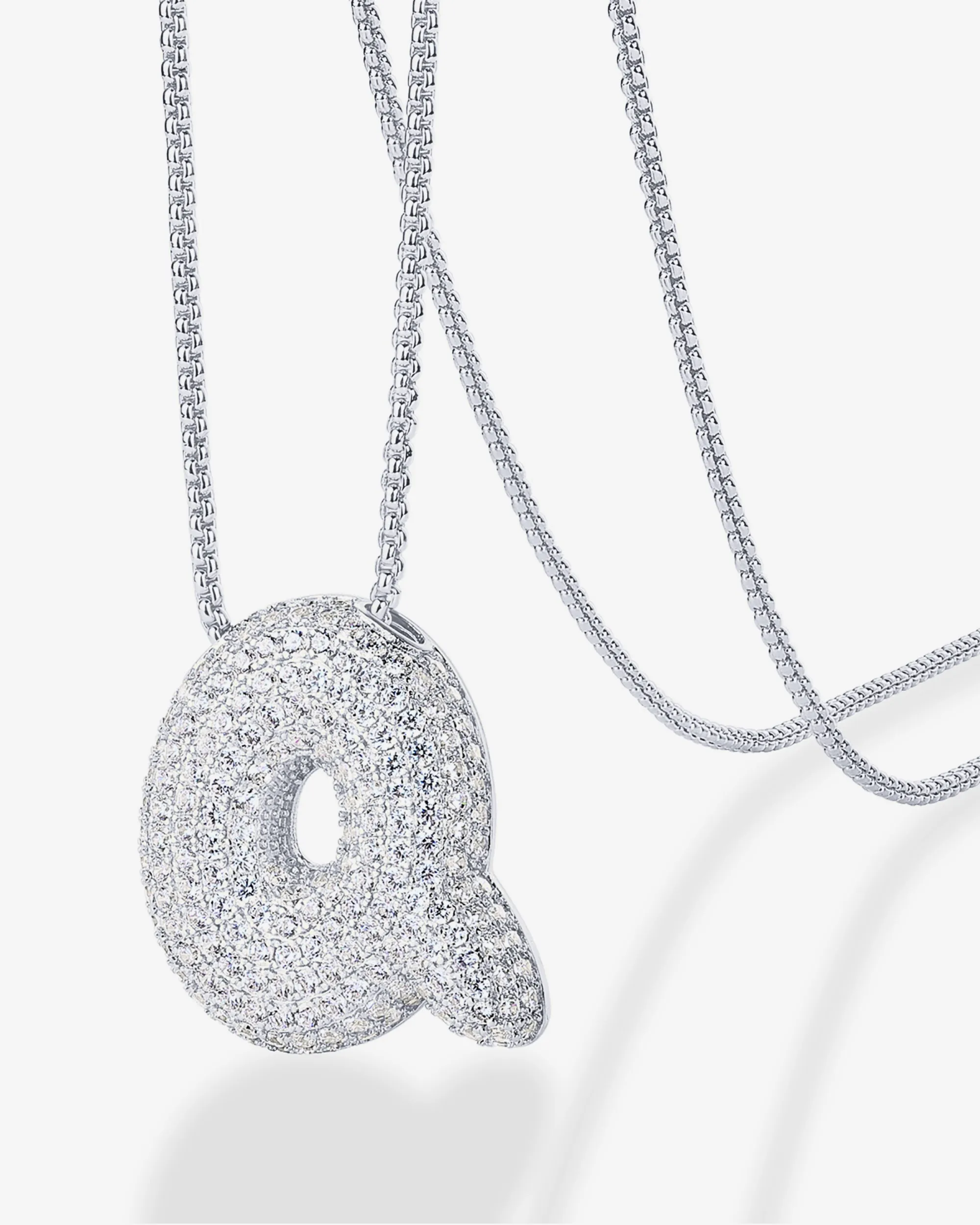 Sparkling Bubble Letter Pendant Necklace