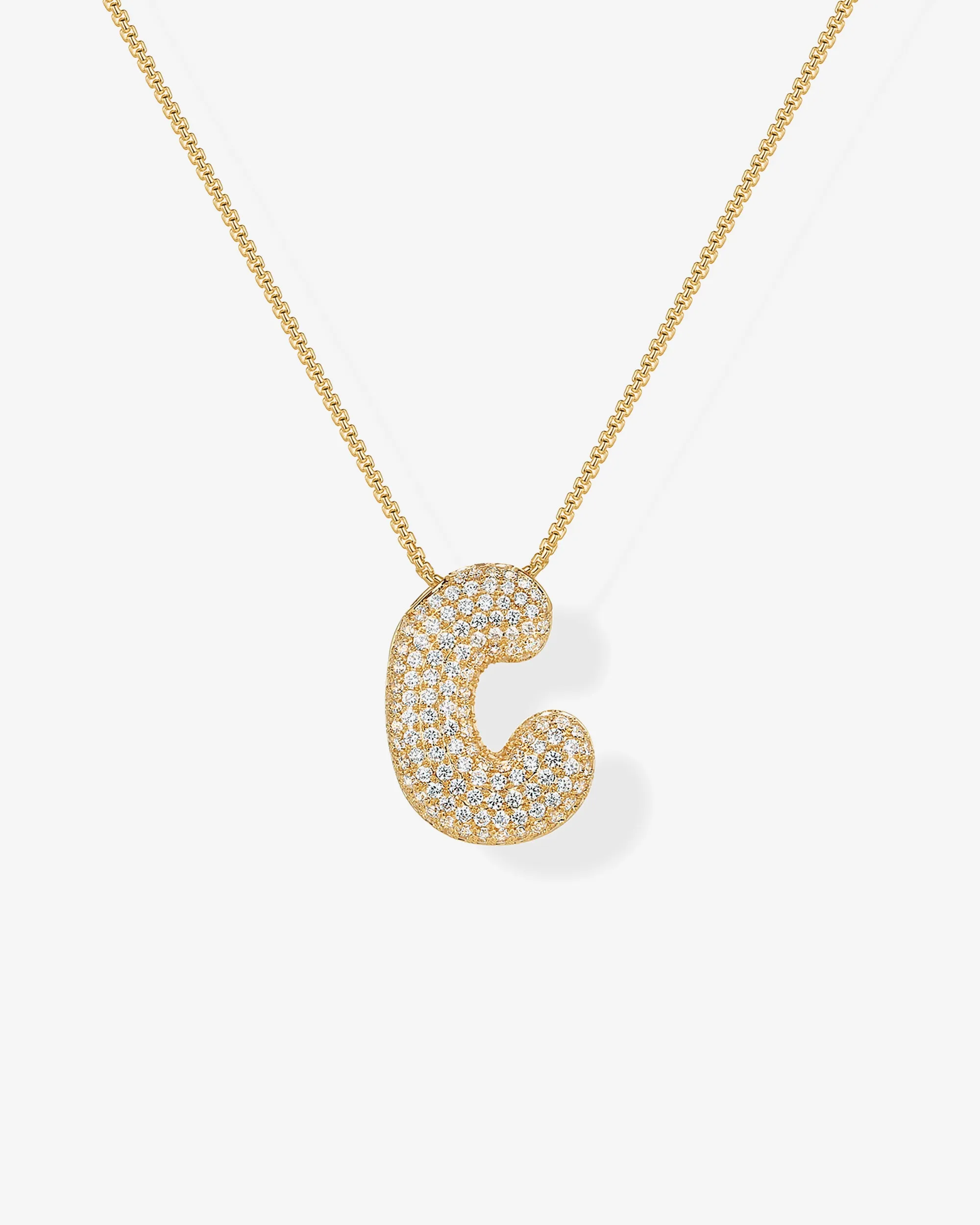 Sparkling Bubble Letter Pendant Necklace