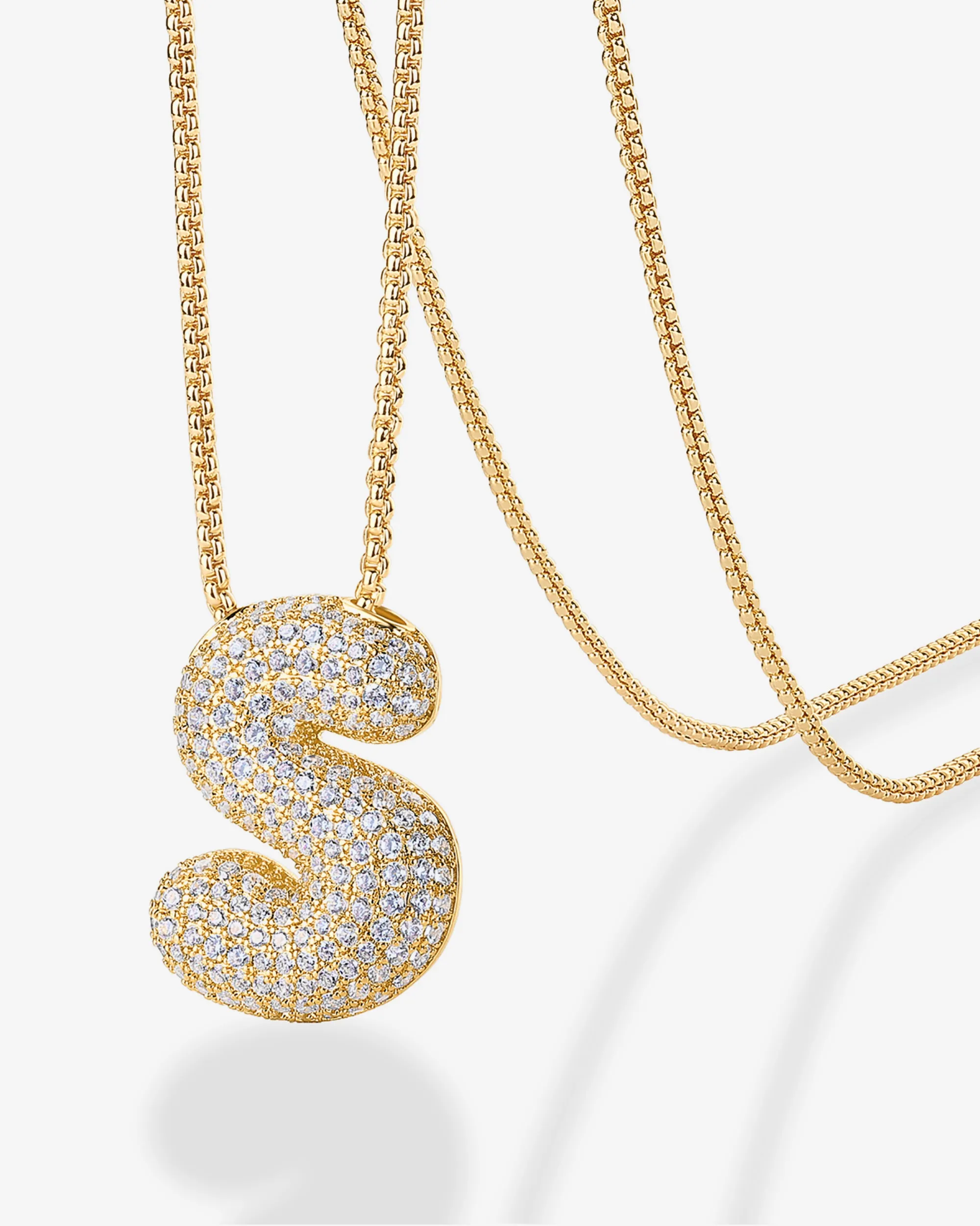 Sparkling Bubble Letter Pendant Necklace