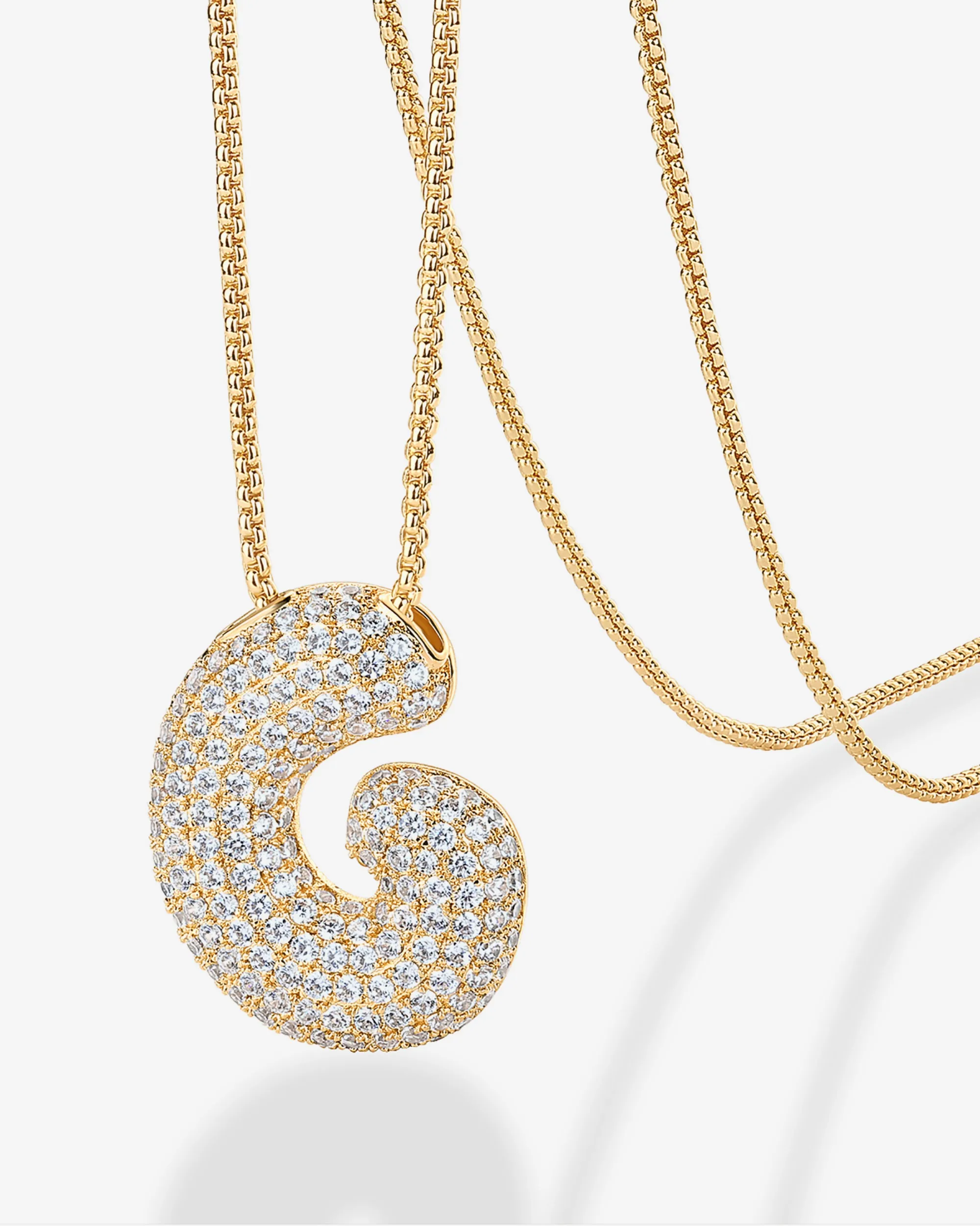 Sparkling Bubble Letter Pendant Necklace