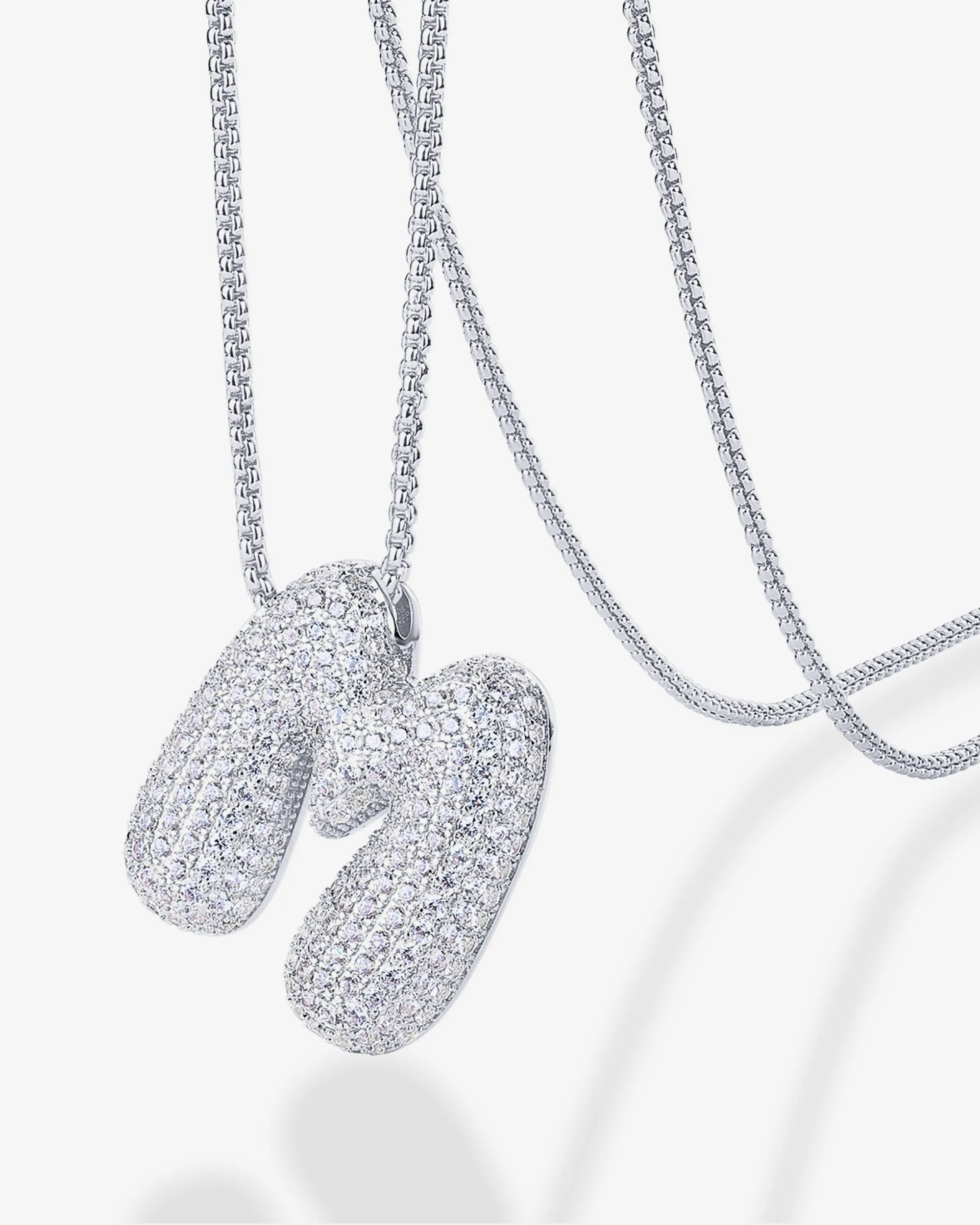 Sparkling Bubble Letter Pendant Necklace