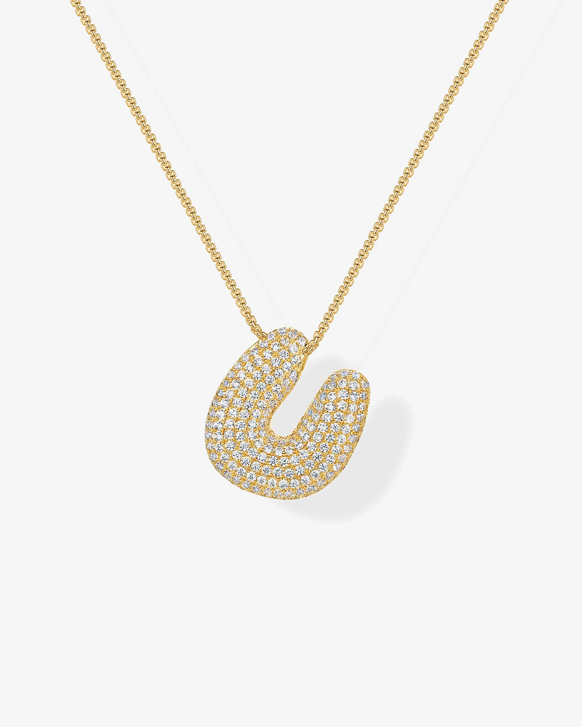 Sparkling Bubble Letter Pendant Necklace