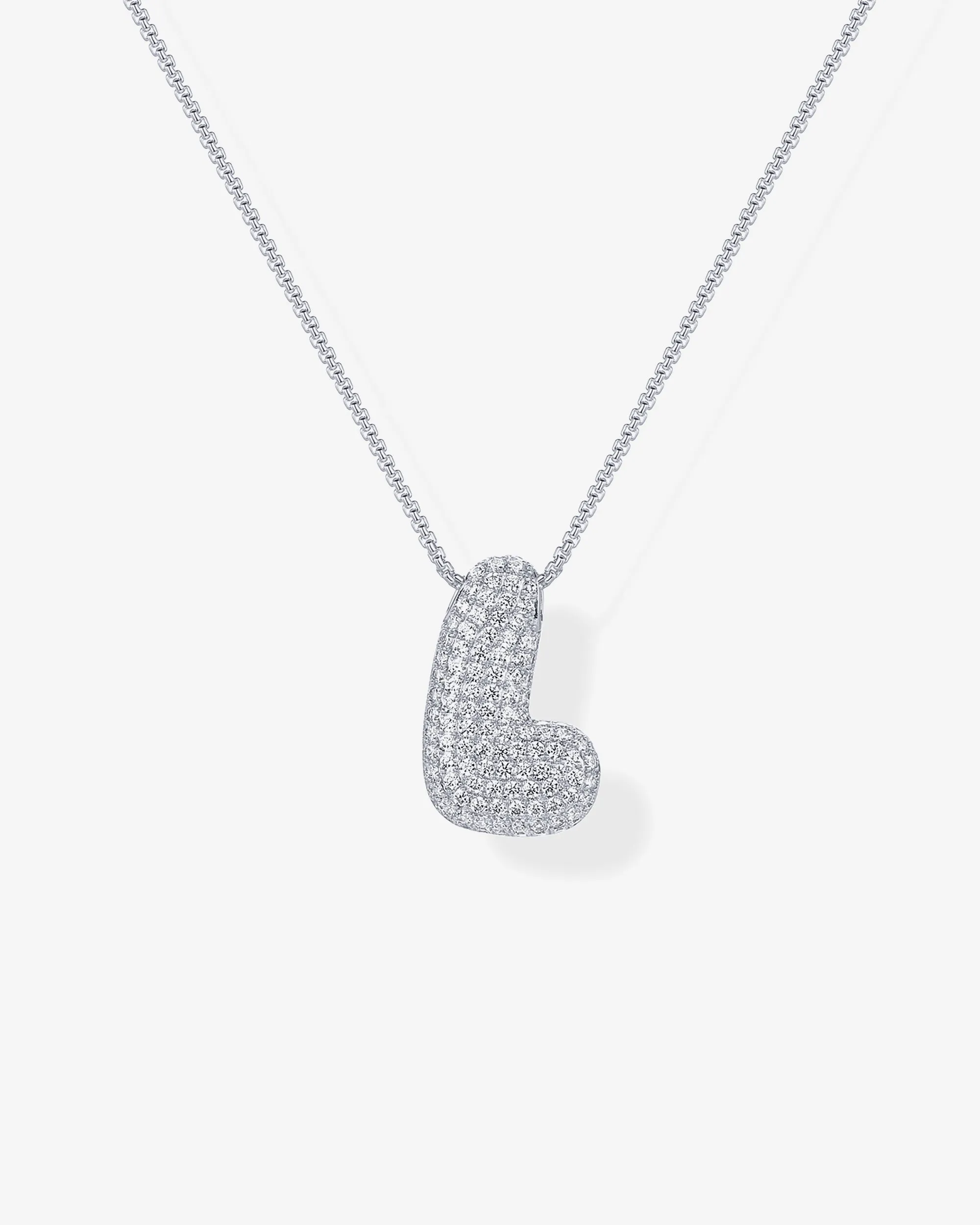 Sparkling Bubble Letter Pendant Necklace