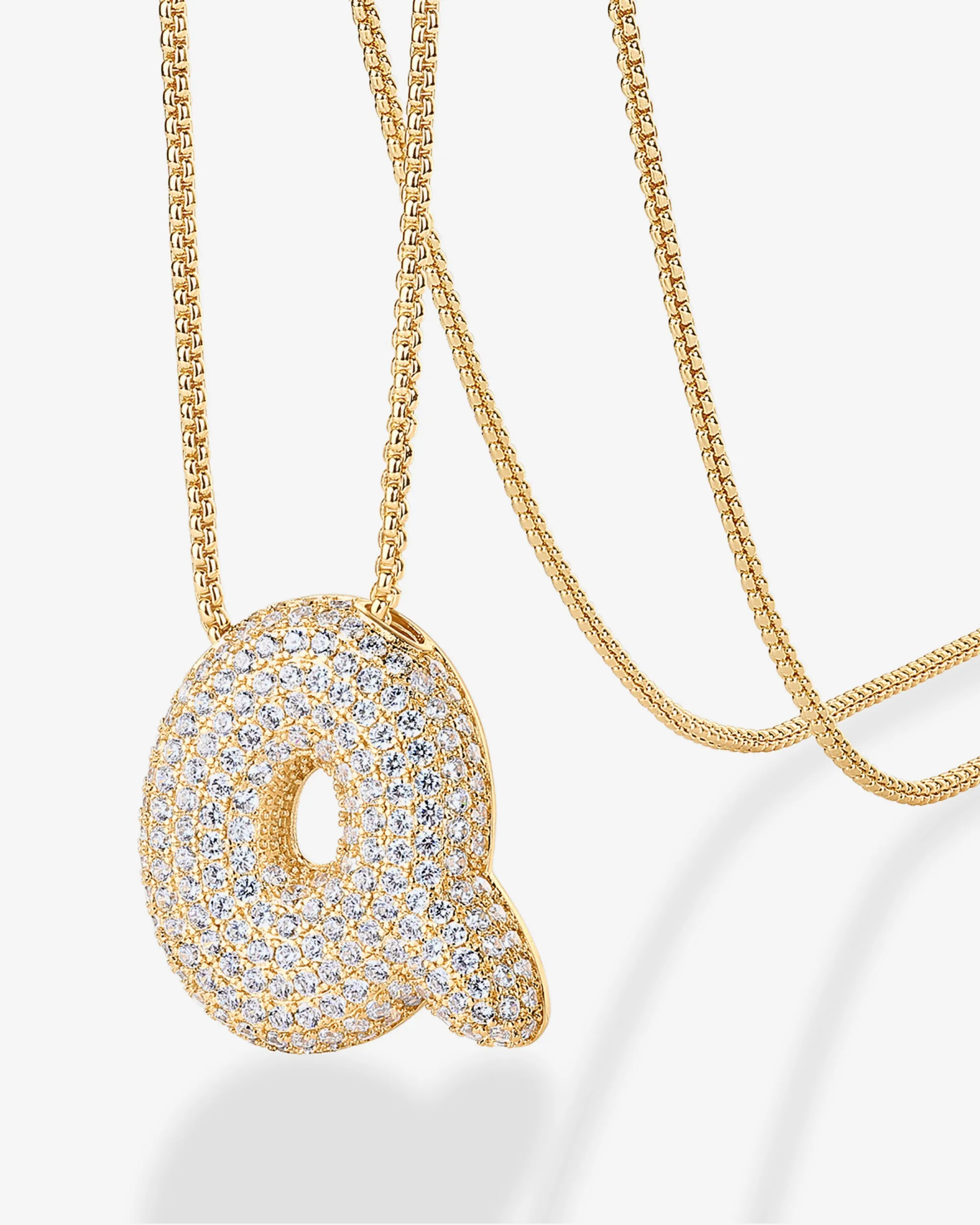 Sparkling Bubble Letter Pendant Necklace
