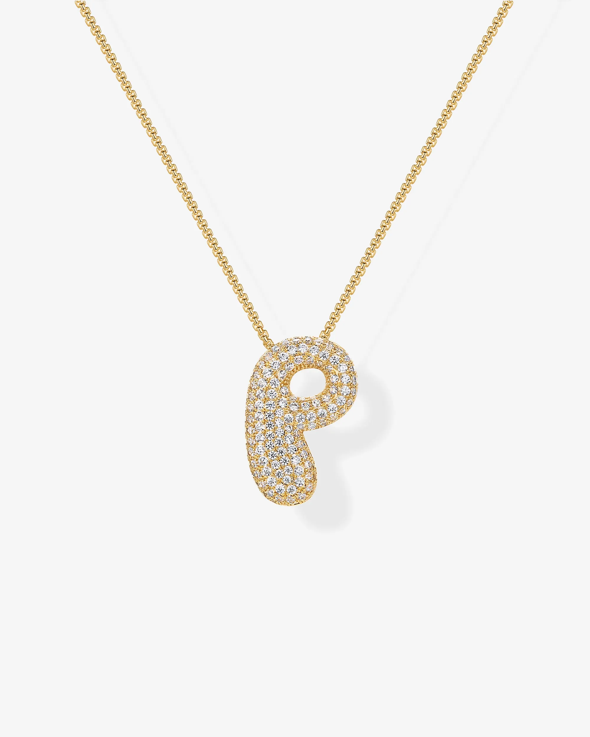 Sparkling Bubble Letter Pendant Necklace