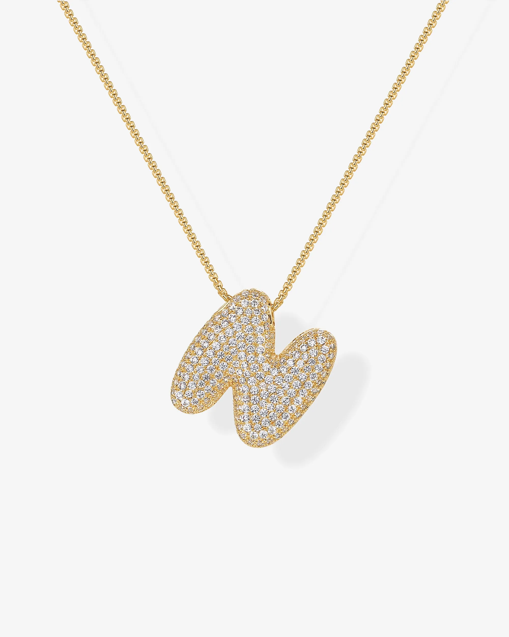 Sparkling Bubble Letter Pendant Necklace