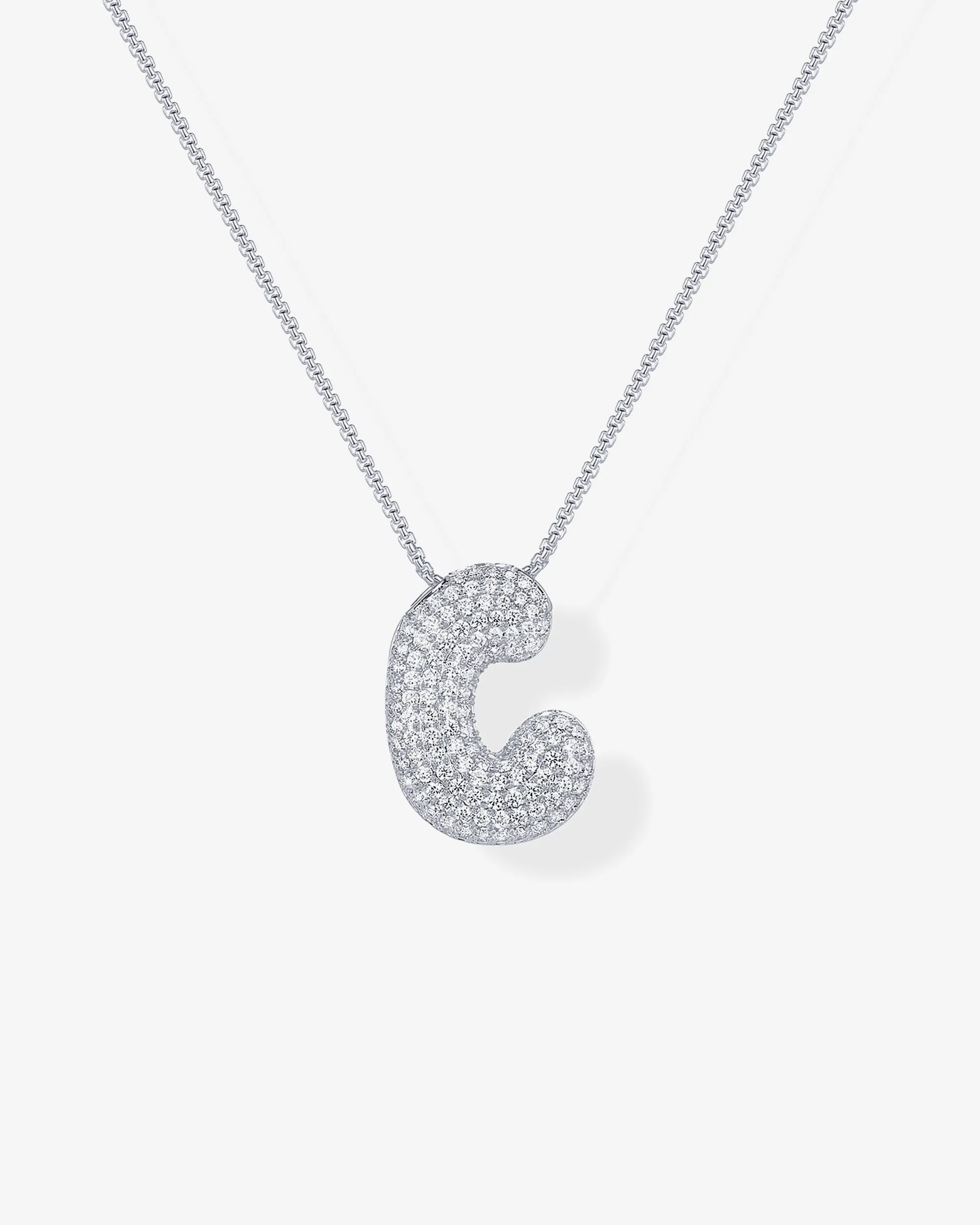 Sparkling Bubble Letter Pendant Necklace