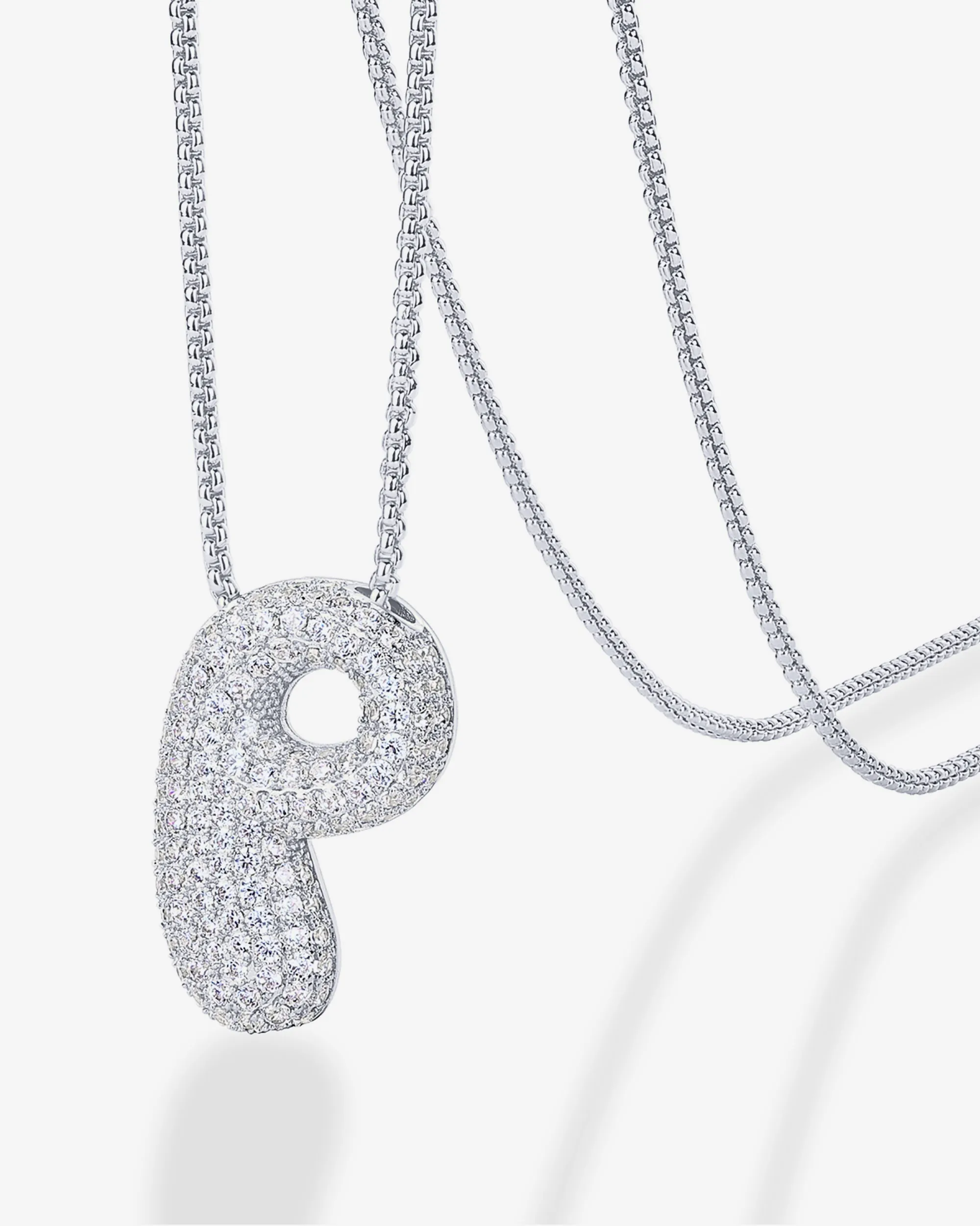 Sparkling Bubble Letter Pendant Necklace