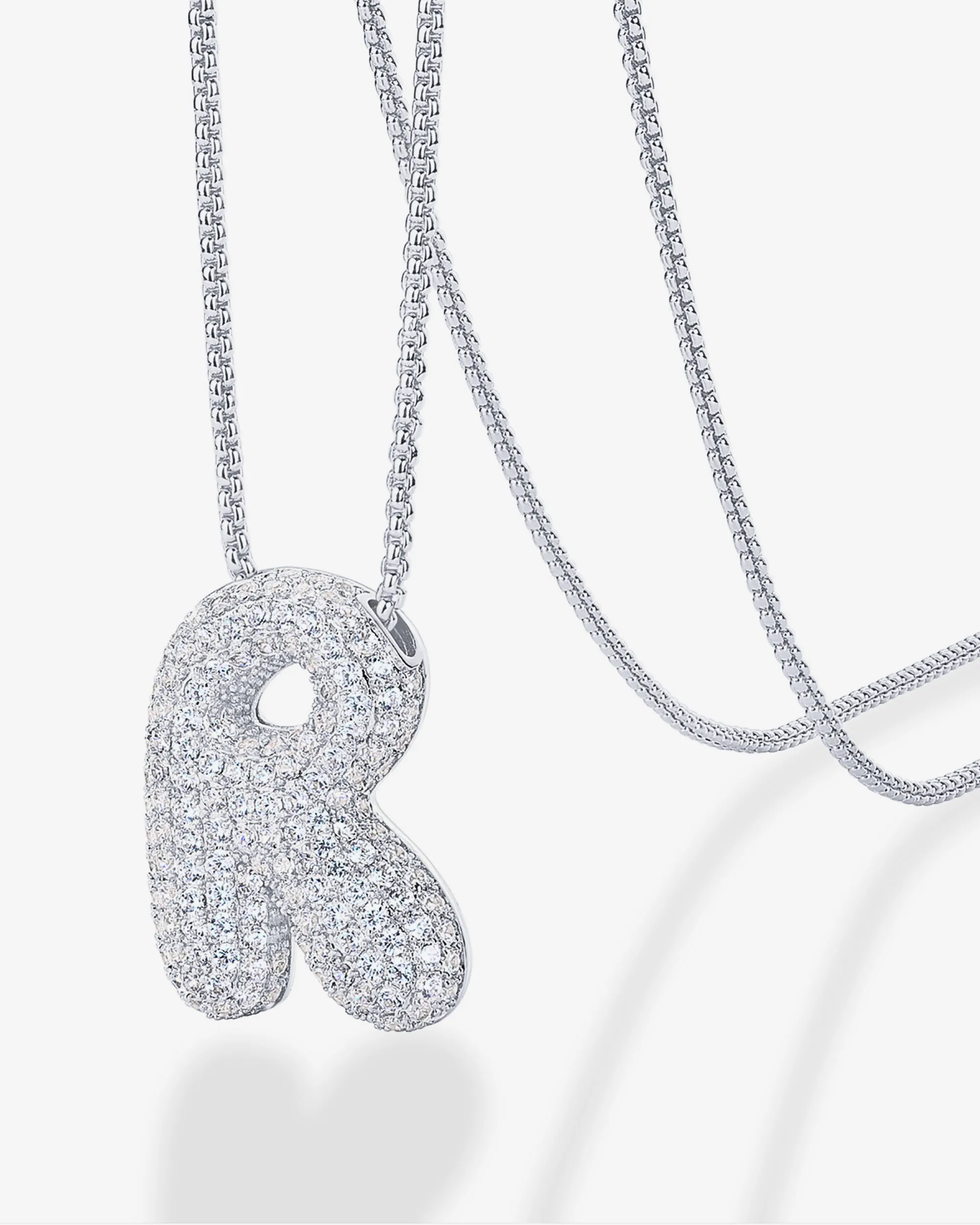 Sparkling Bubble Letter Pendant Necklace