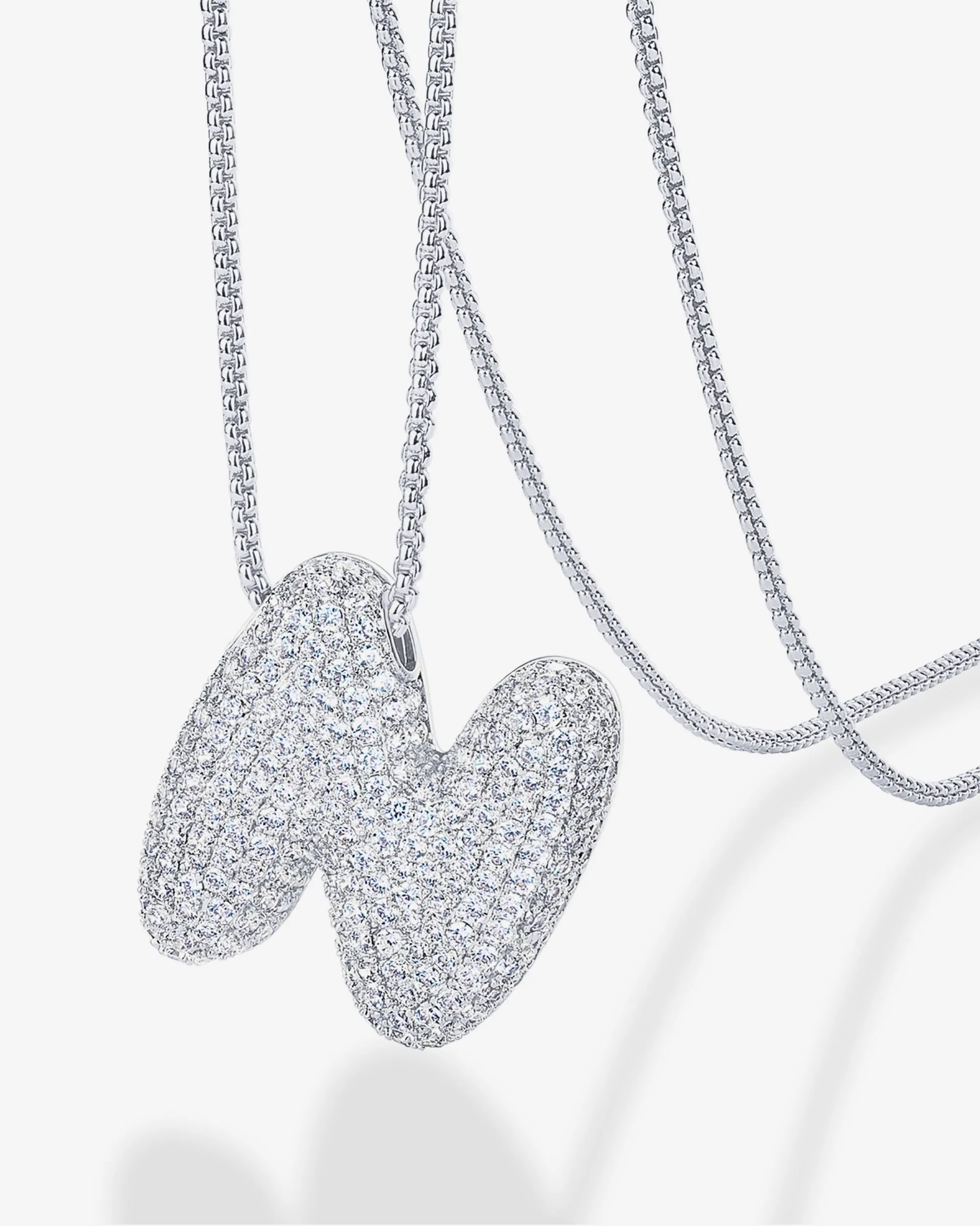 Sparkling Bubble Letter Pendant Necklace