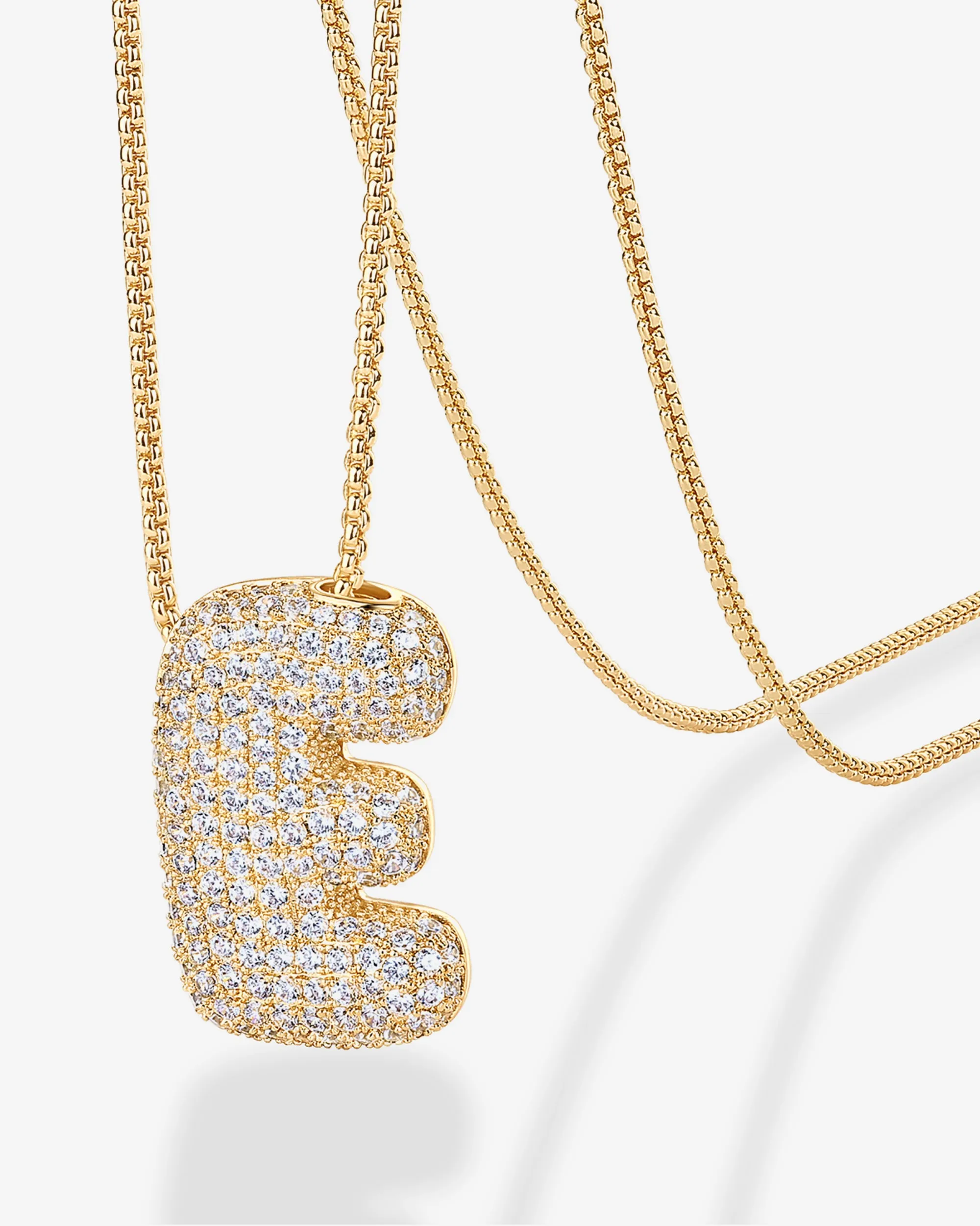 Sparkling Bubble Letter Pendant Necklace