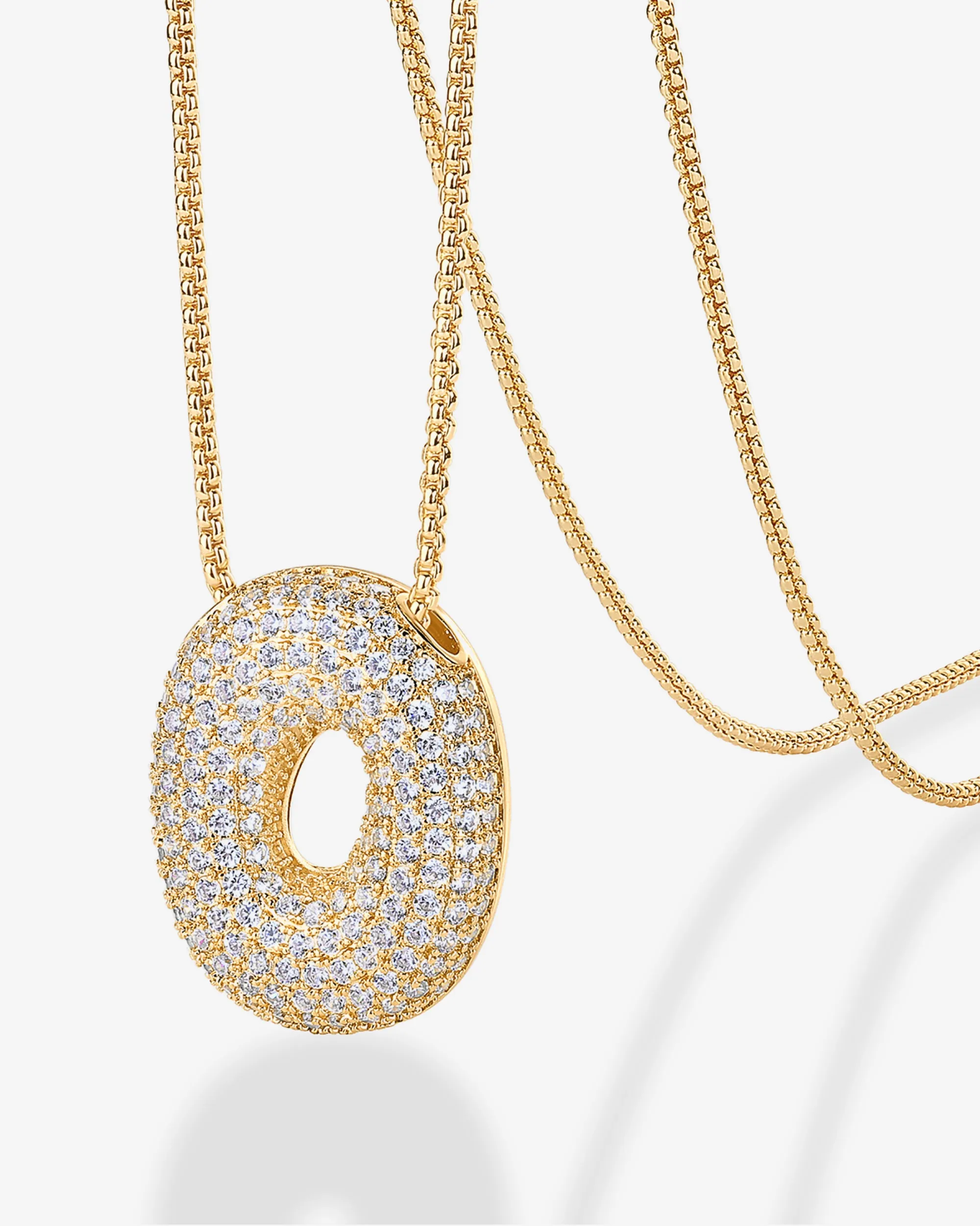 Sparkling Bubble Letter Pendant Necklace