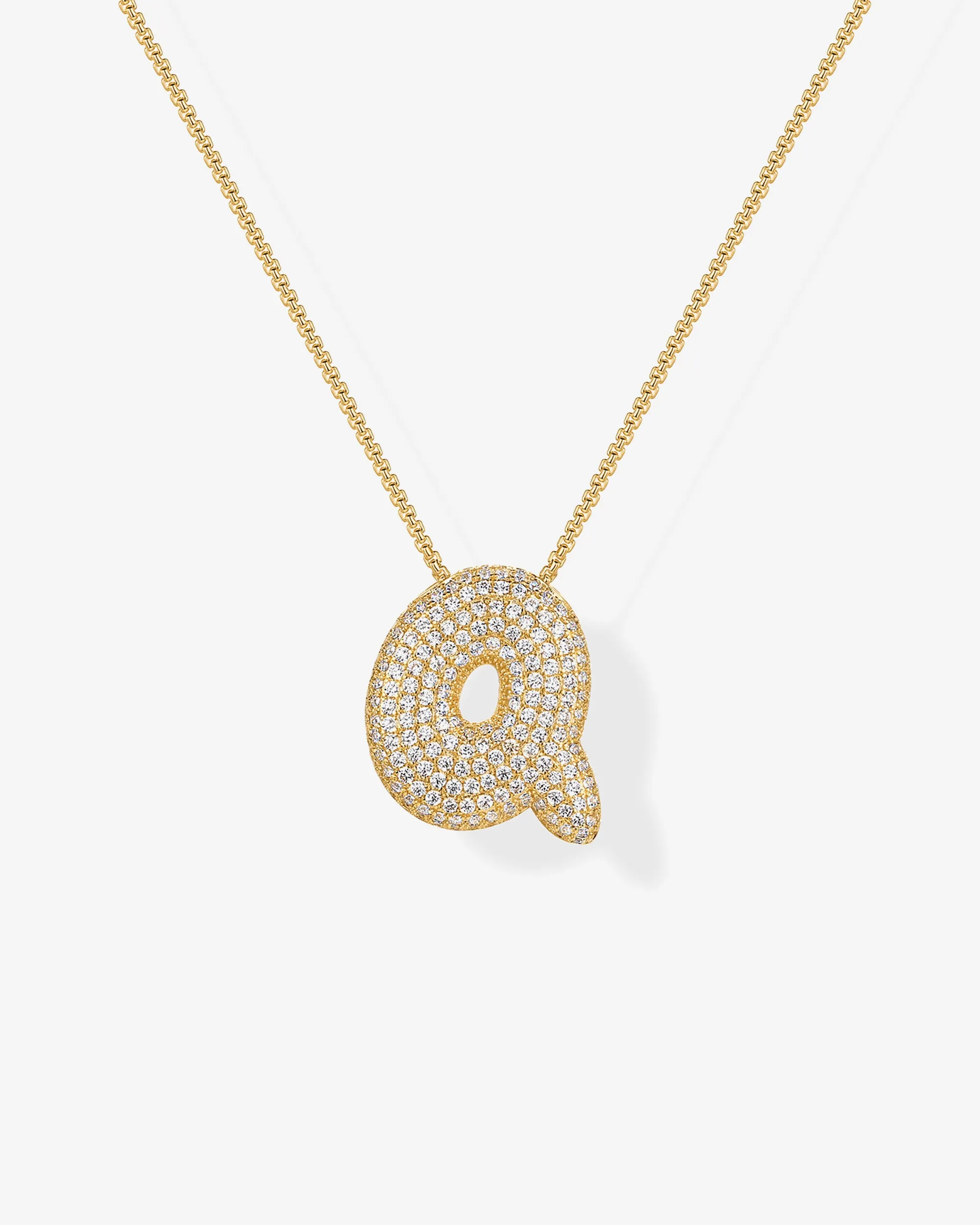 Sparkling Bubble Letter Pendant Necklace