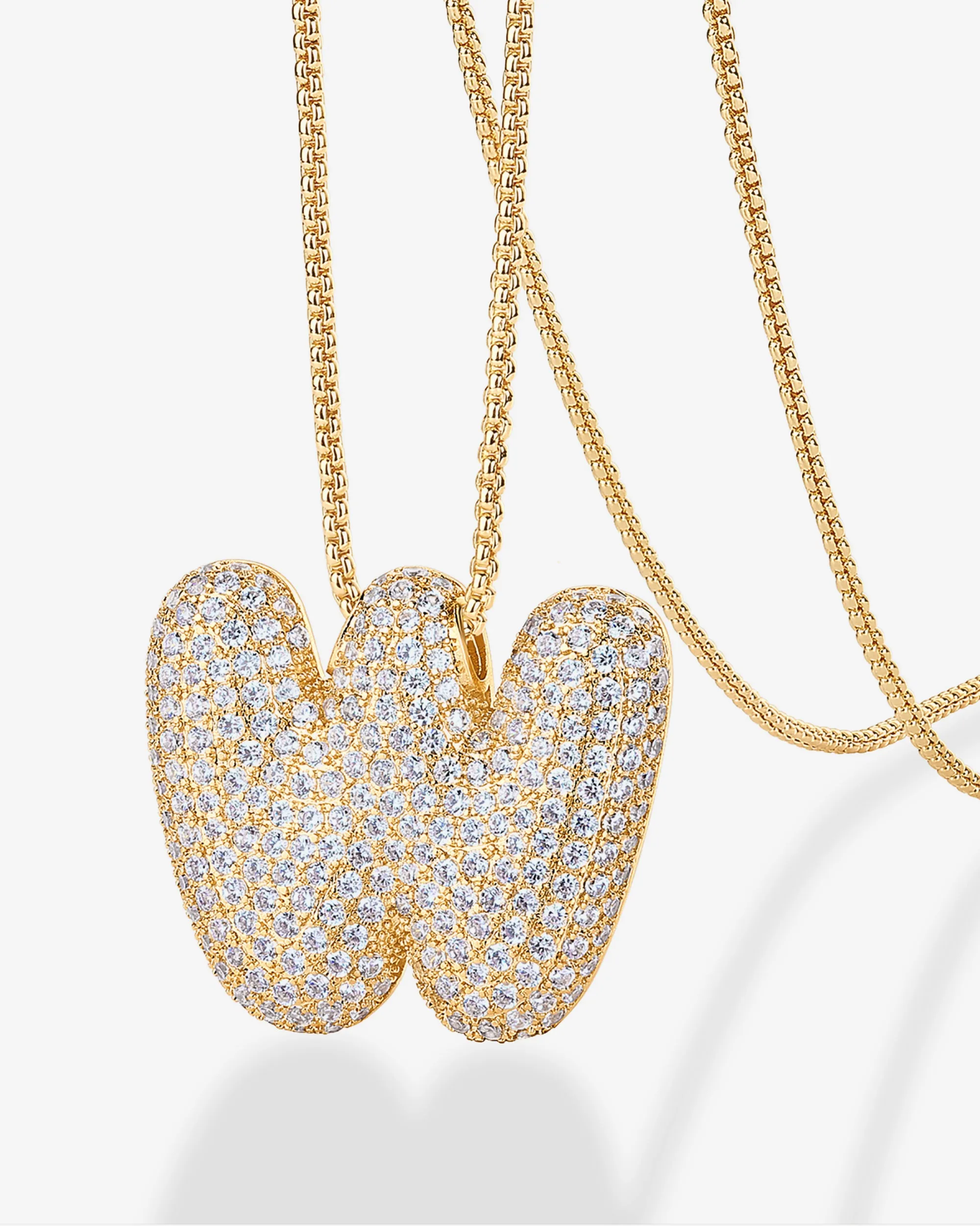 Sparkling Bubble Letter Pendant Necklace