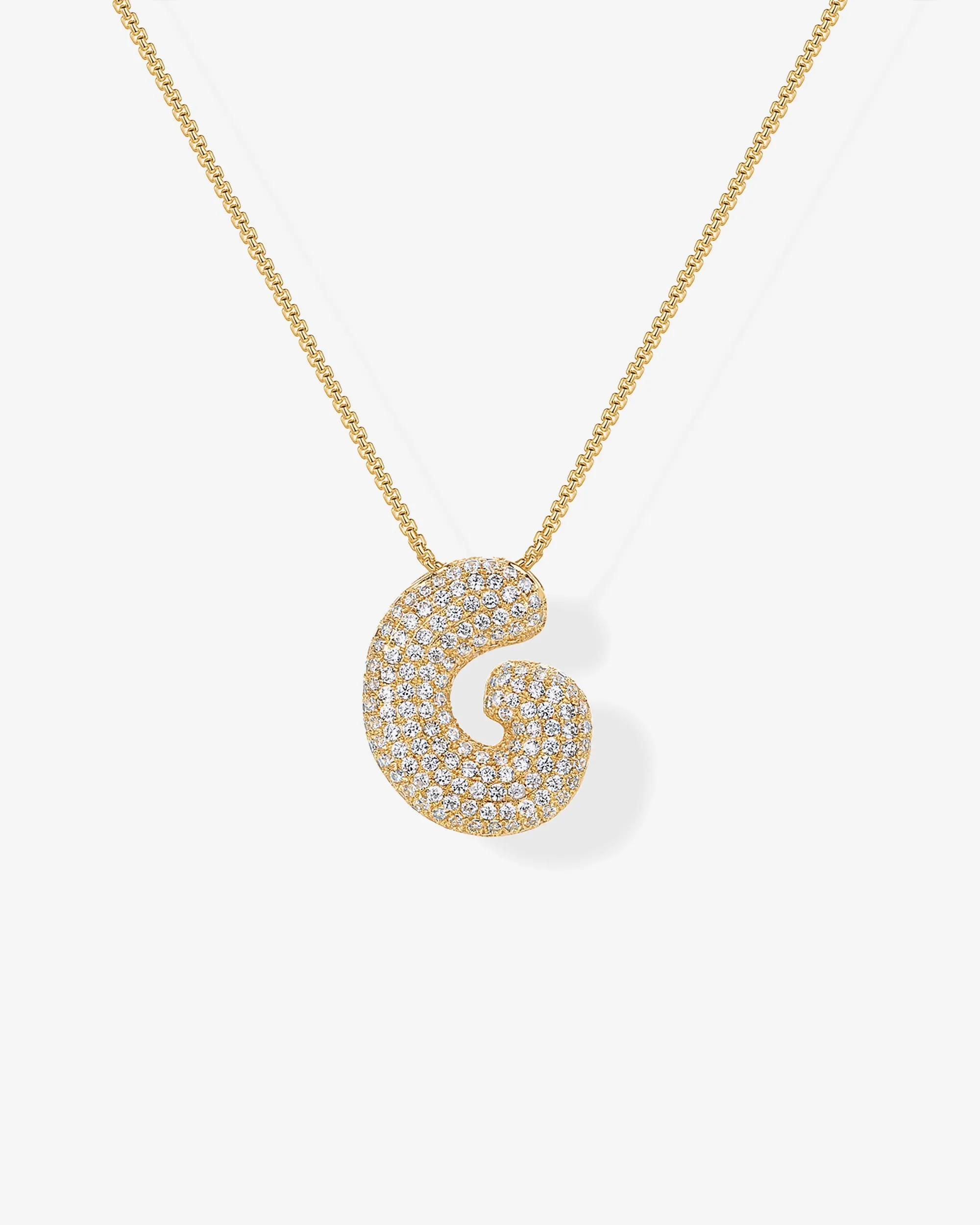 Sparkling Bubble Letter Pendant Necklace