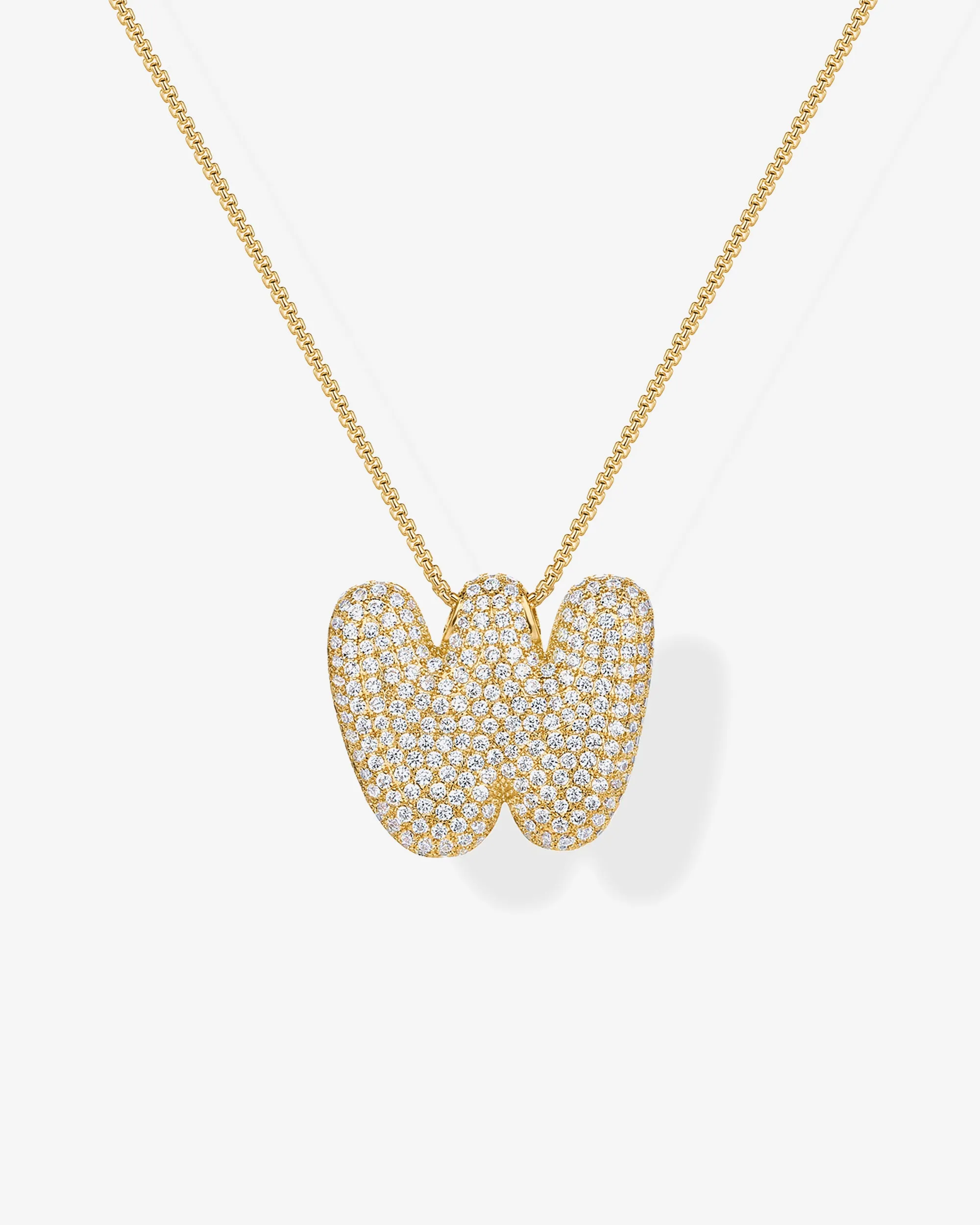 Sparkling Bubble Letter Pendant Necklace