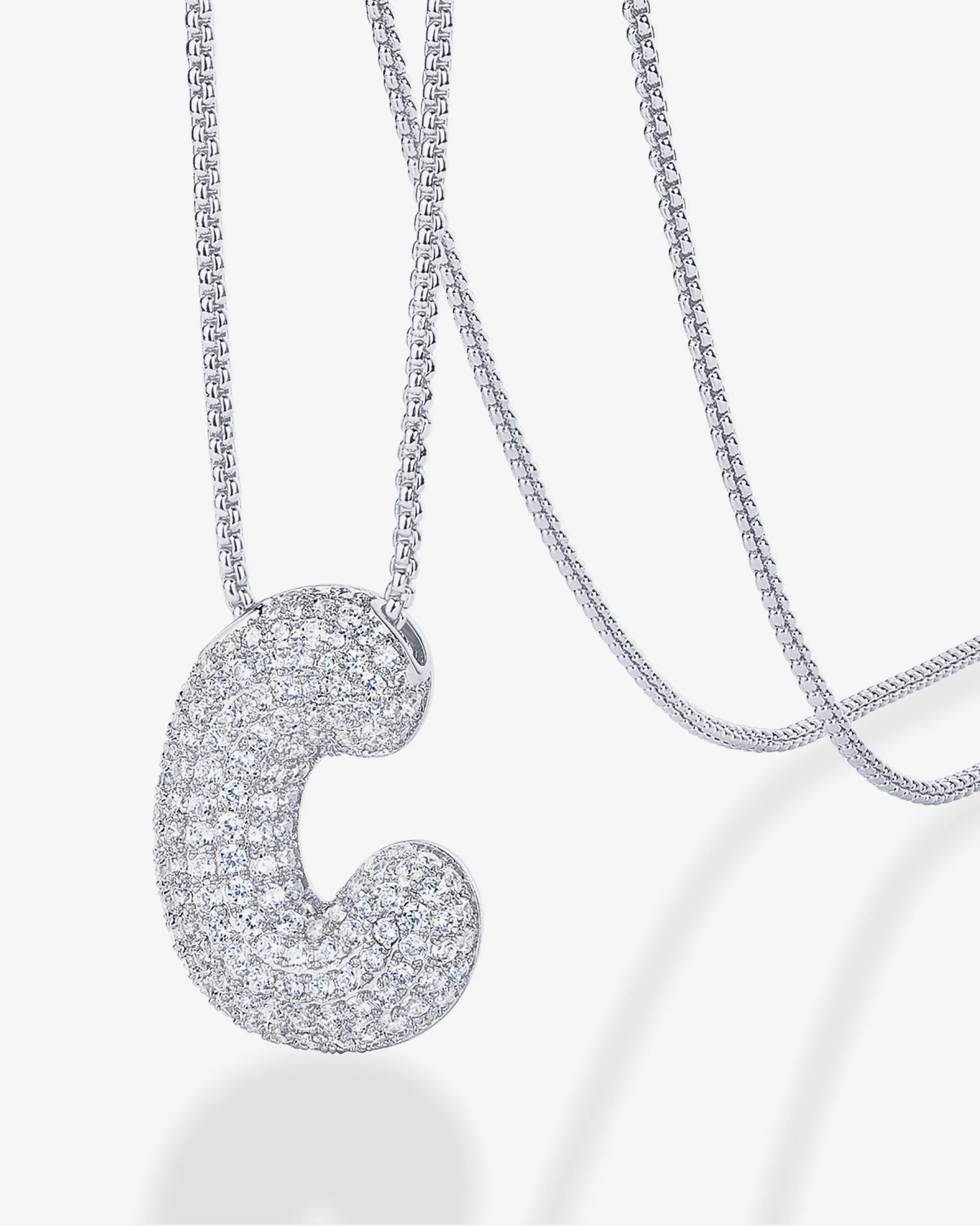 Sparkling Bubble Letter Pendant Necklace
