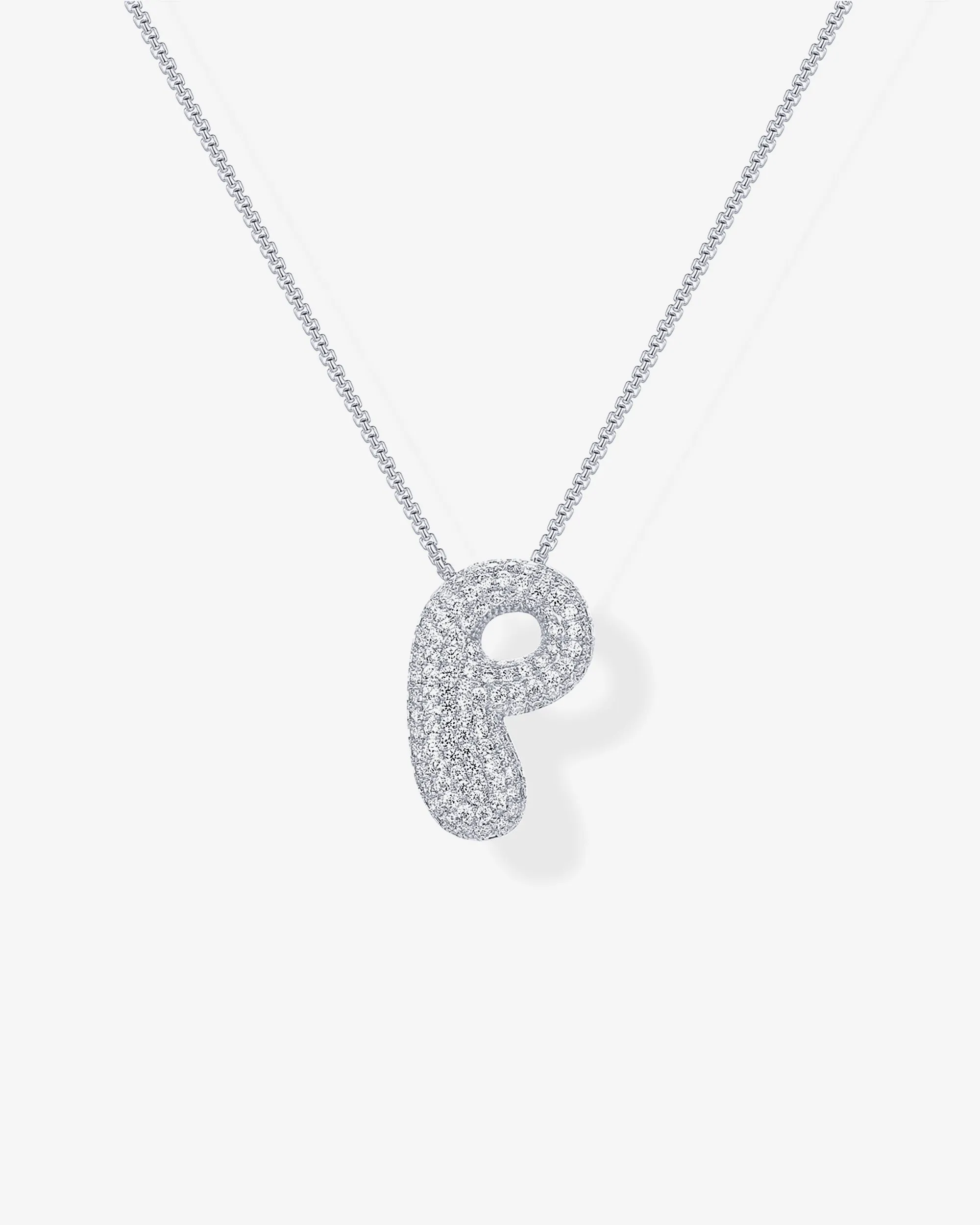 Sparkling Bubble Letter Pendant Necklace