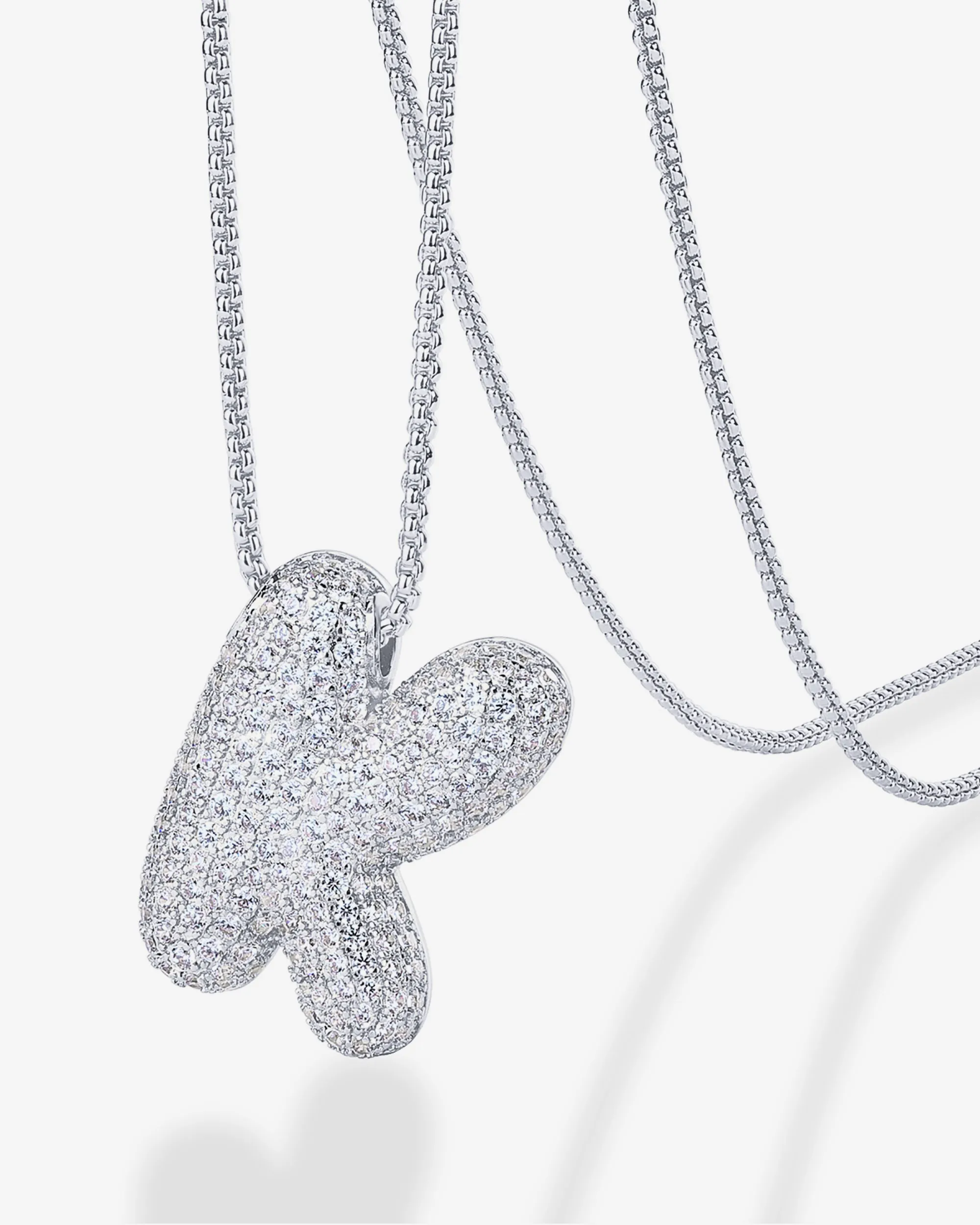 Sparkling Bubble Letter Pendant Necklace