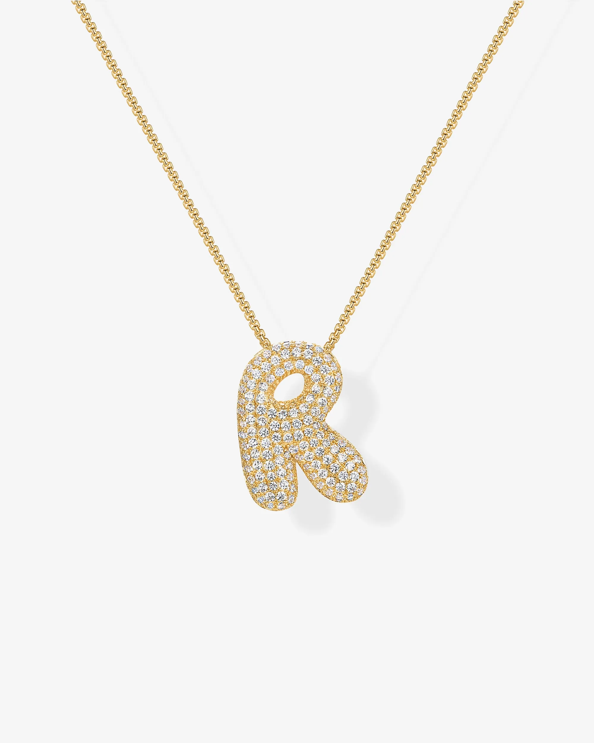 Sparkling Bubble Letter Pendant Necklace
