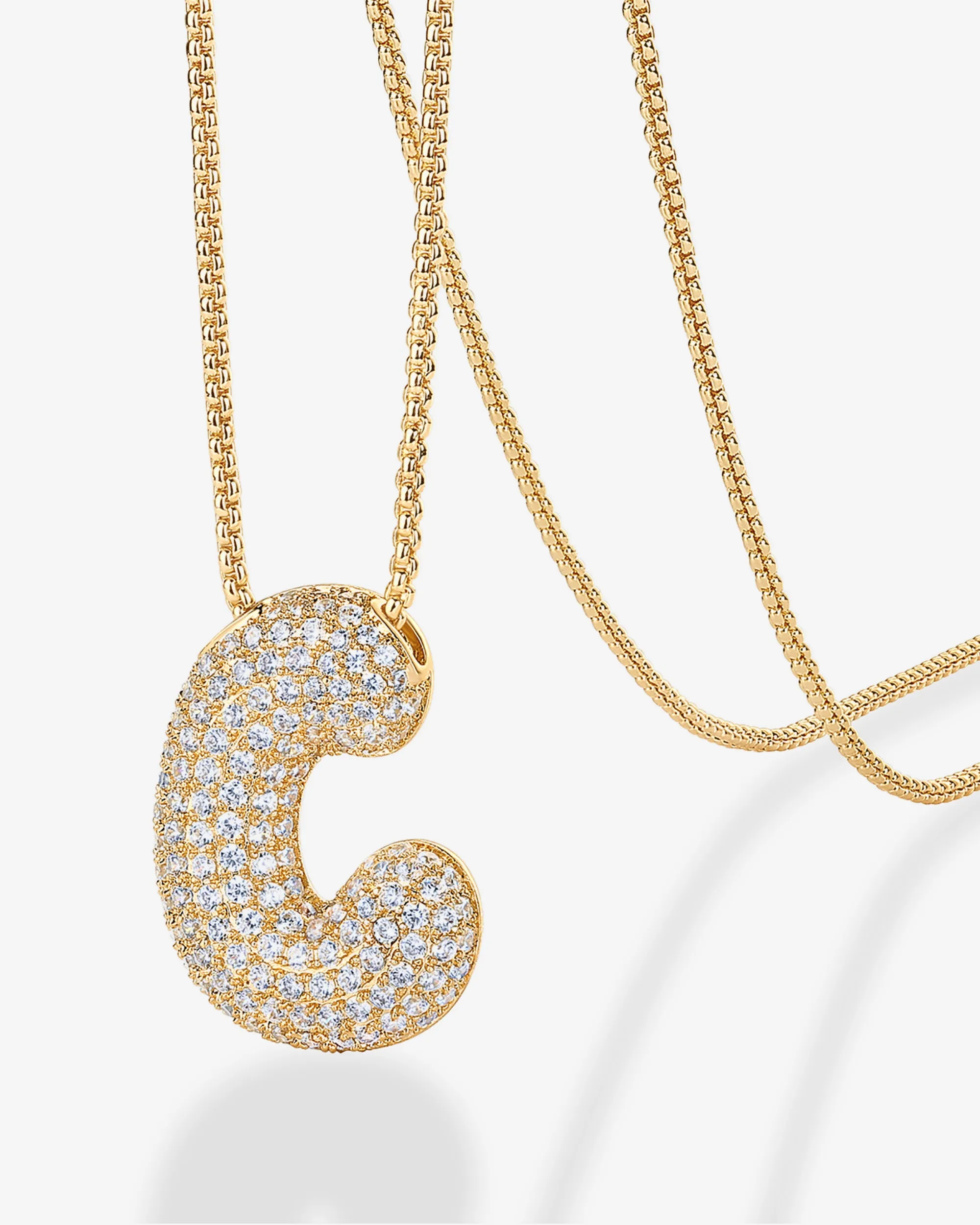 Sparkling Bubble Letter Pendant Necklace