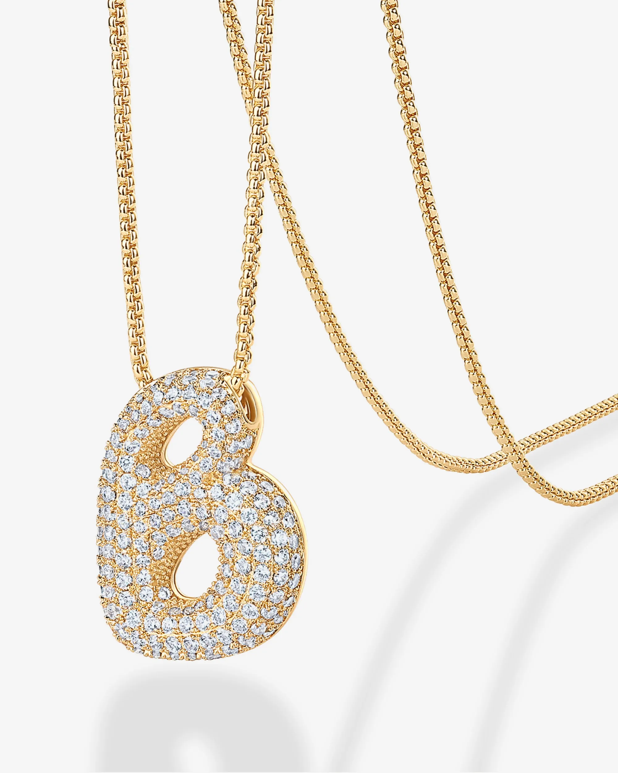 Sparkling Bubble Letter Pendant Necklace