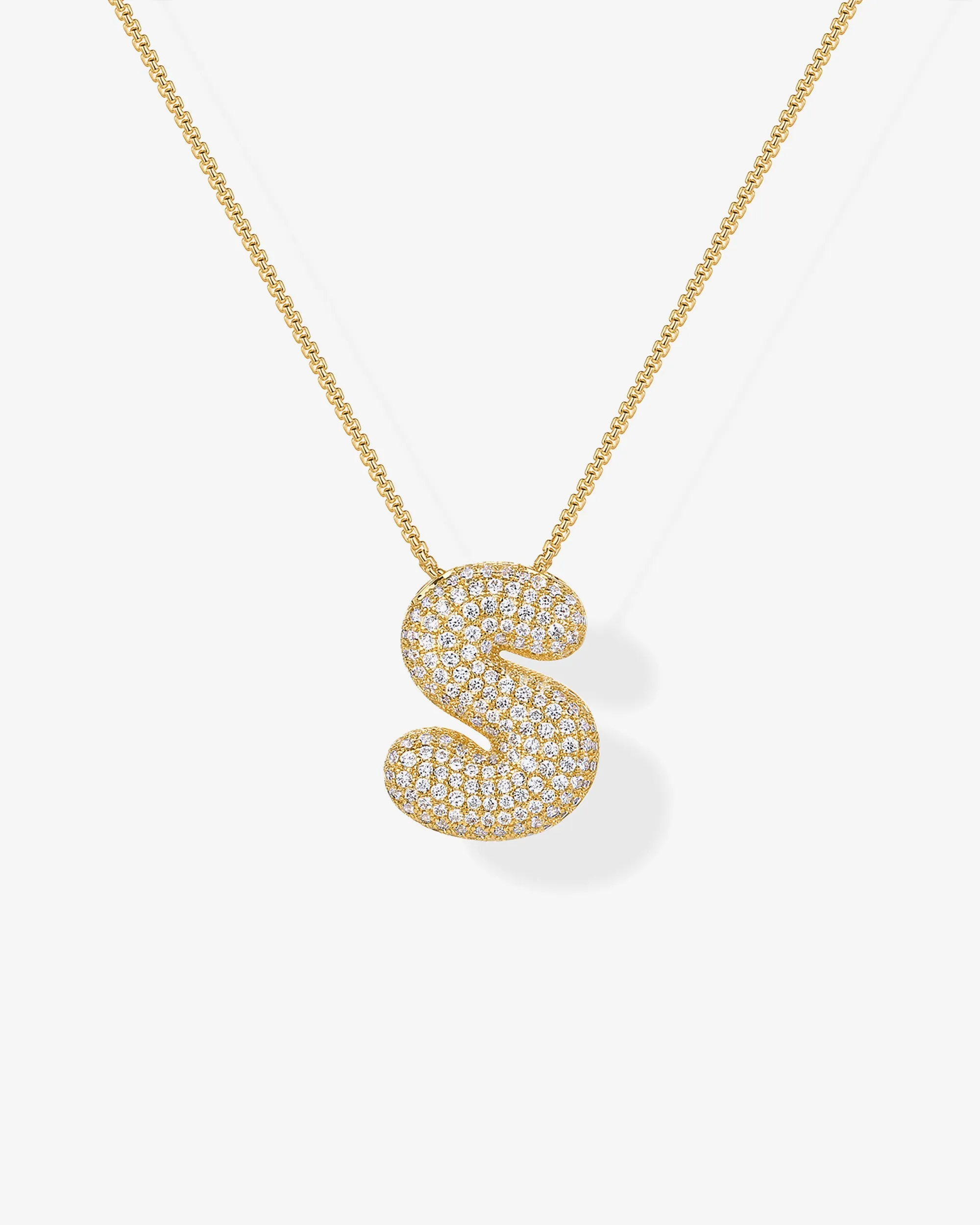 Sparkling Bubble Letter Pendant Necklace
