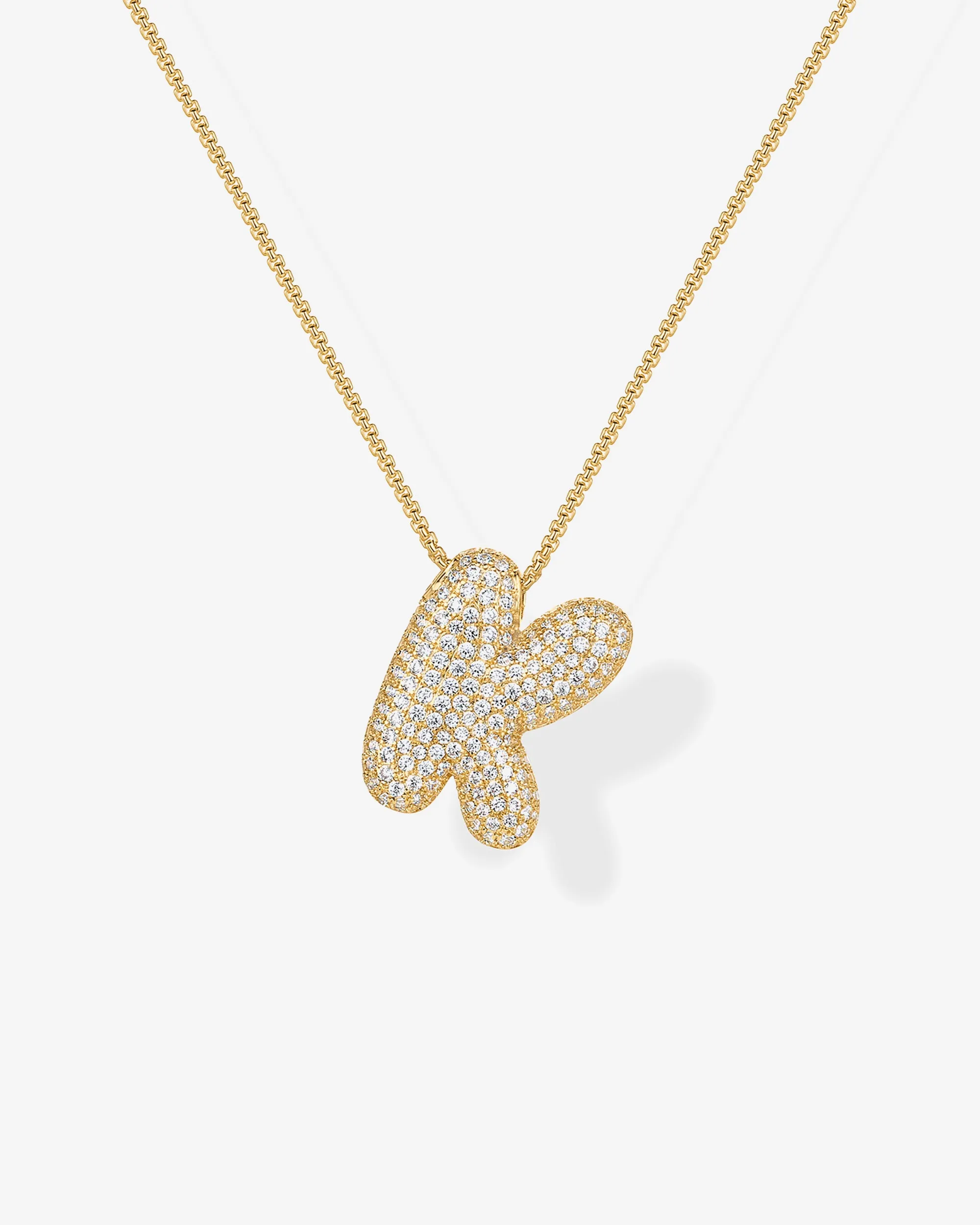 Sparkling Bubble Letter Pendant Necklace