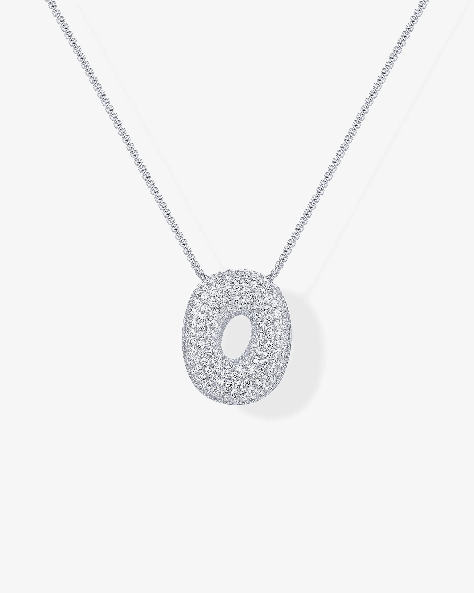 Sparkling Bubble Letter Pendant Necklace