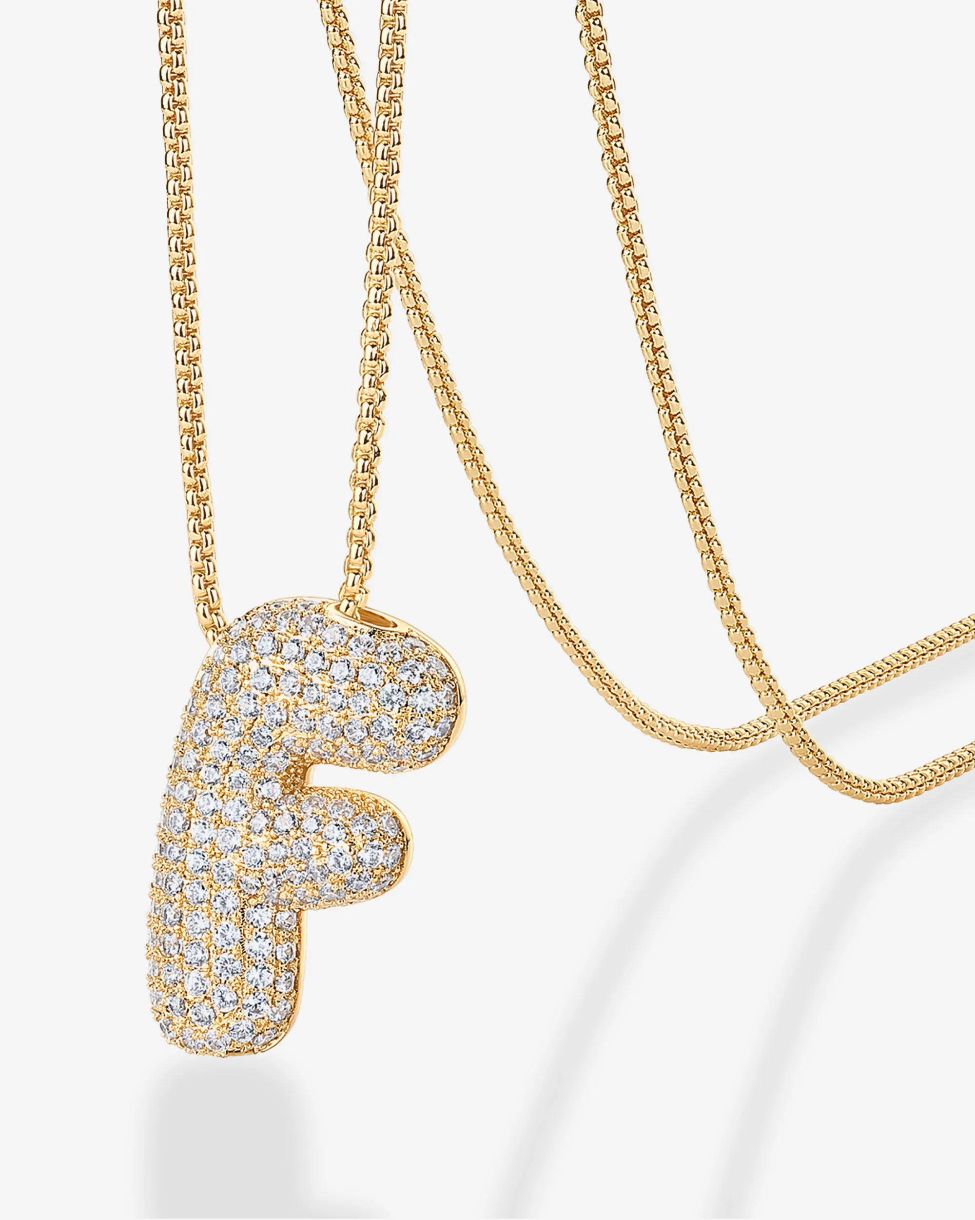 Sparkling Bubble Letter Pendant Necklace