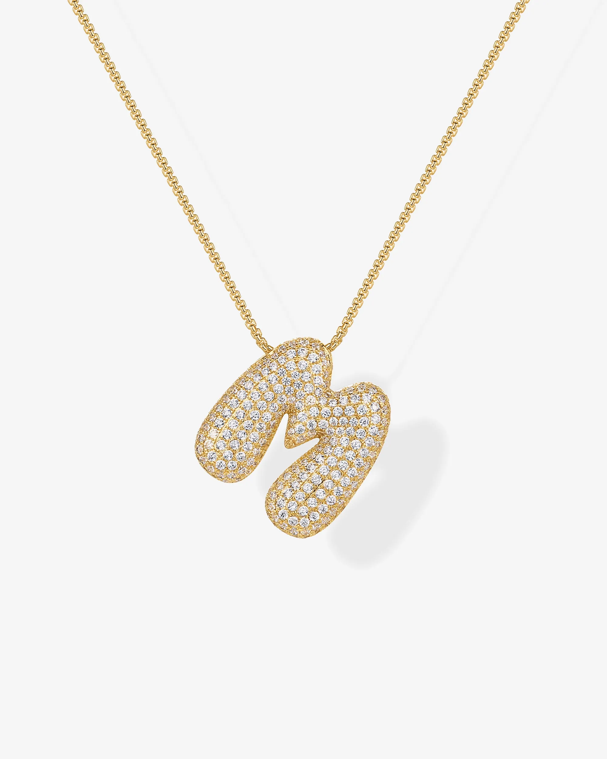 Sparkling Bubble Letter Pendant Necklace