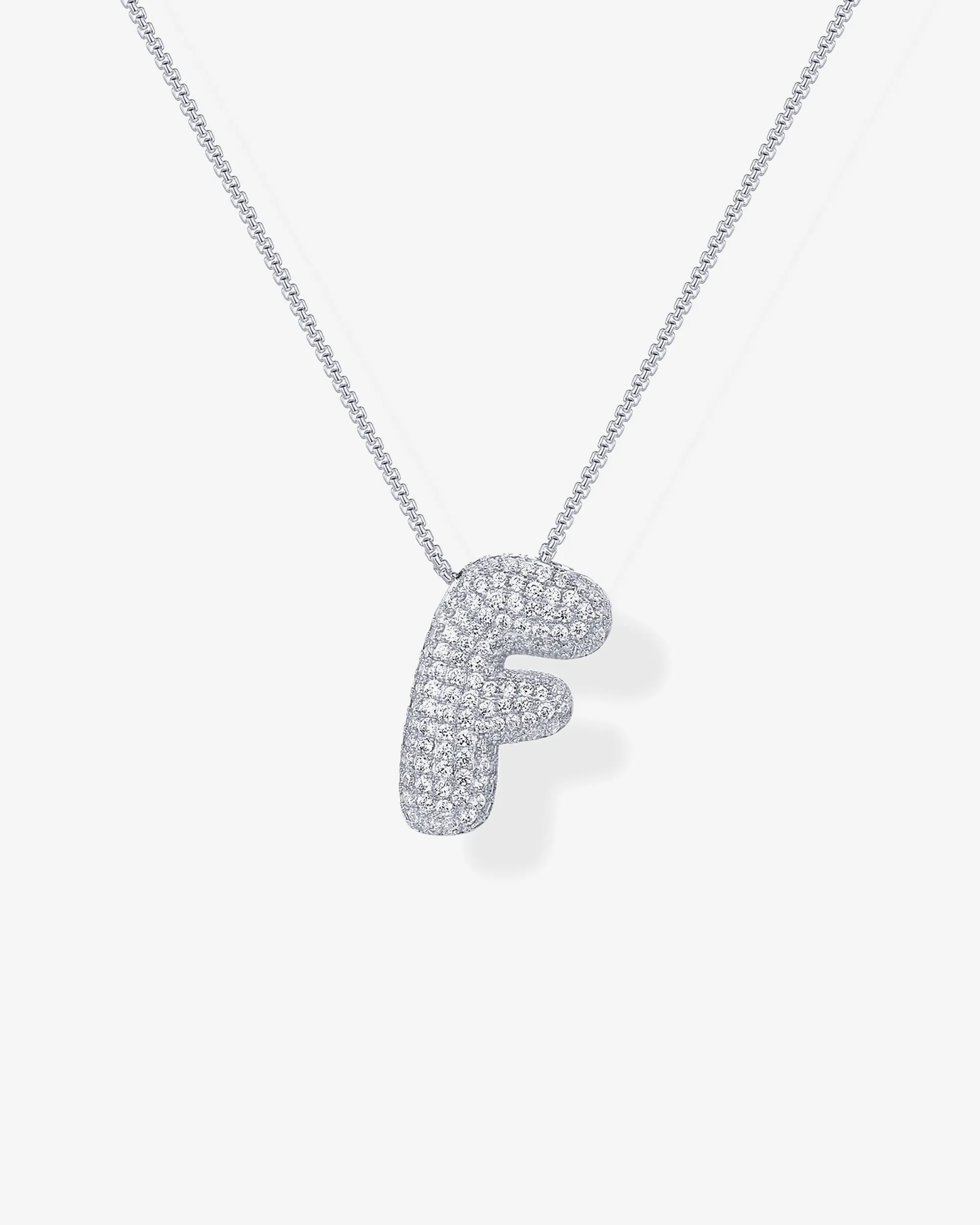 Sparkling Bubble Letter Pendant Necklace