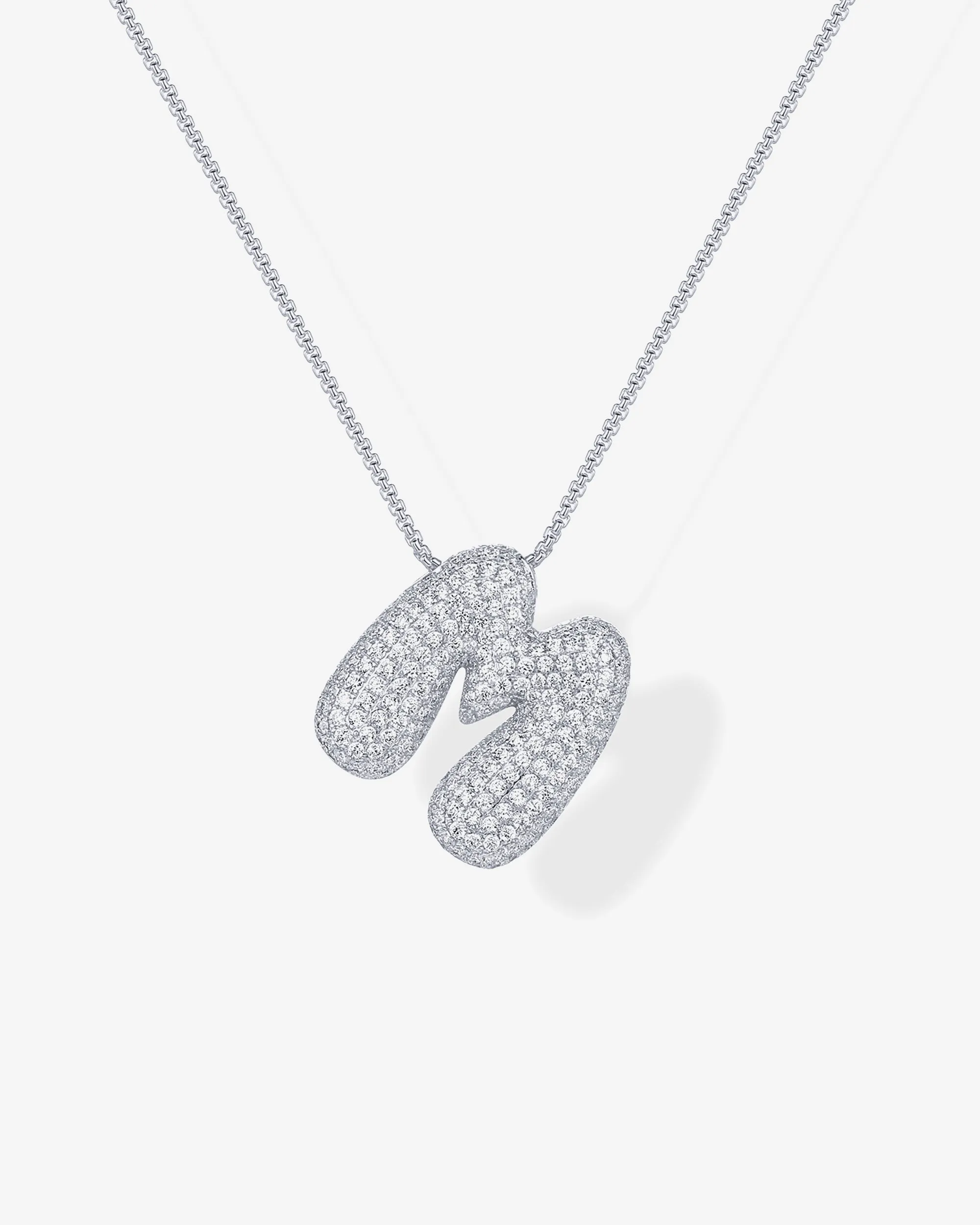 Sparkling Bubble Letter Pendant Necklace