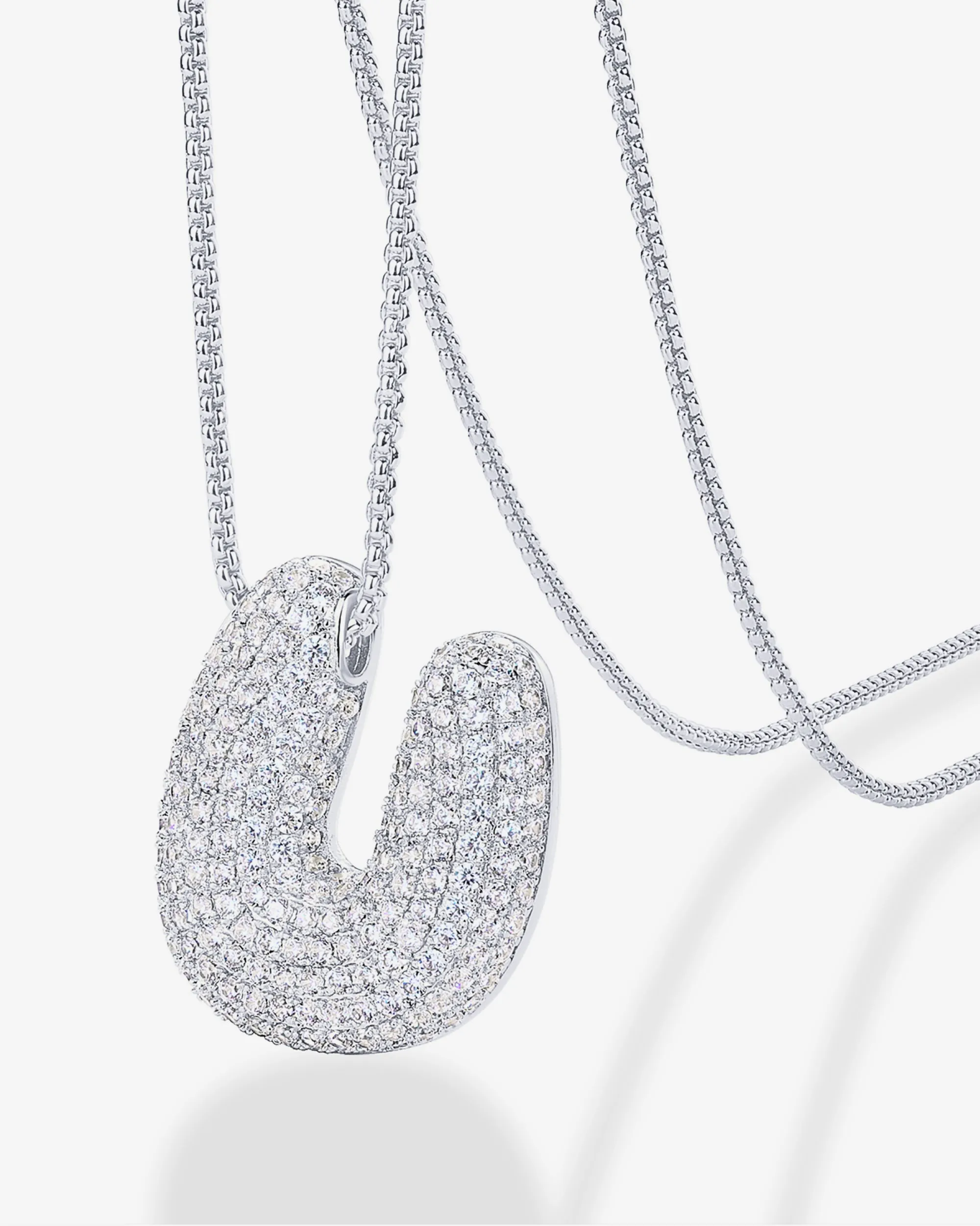 Sparkling Bubble Letter Pendant Necklace