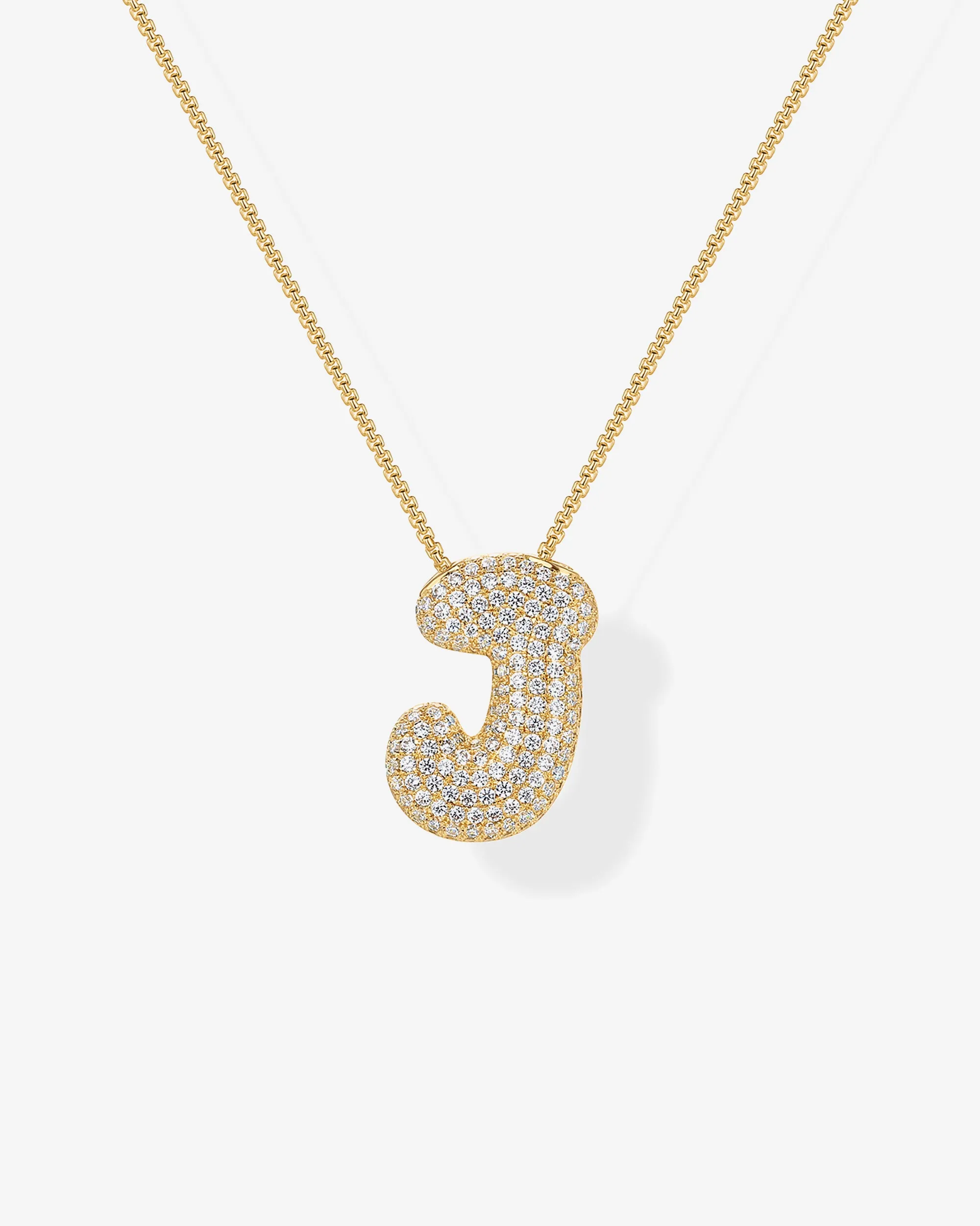 Sparkling Bubble Letter Pendant Necklace