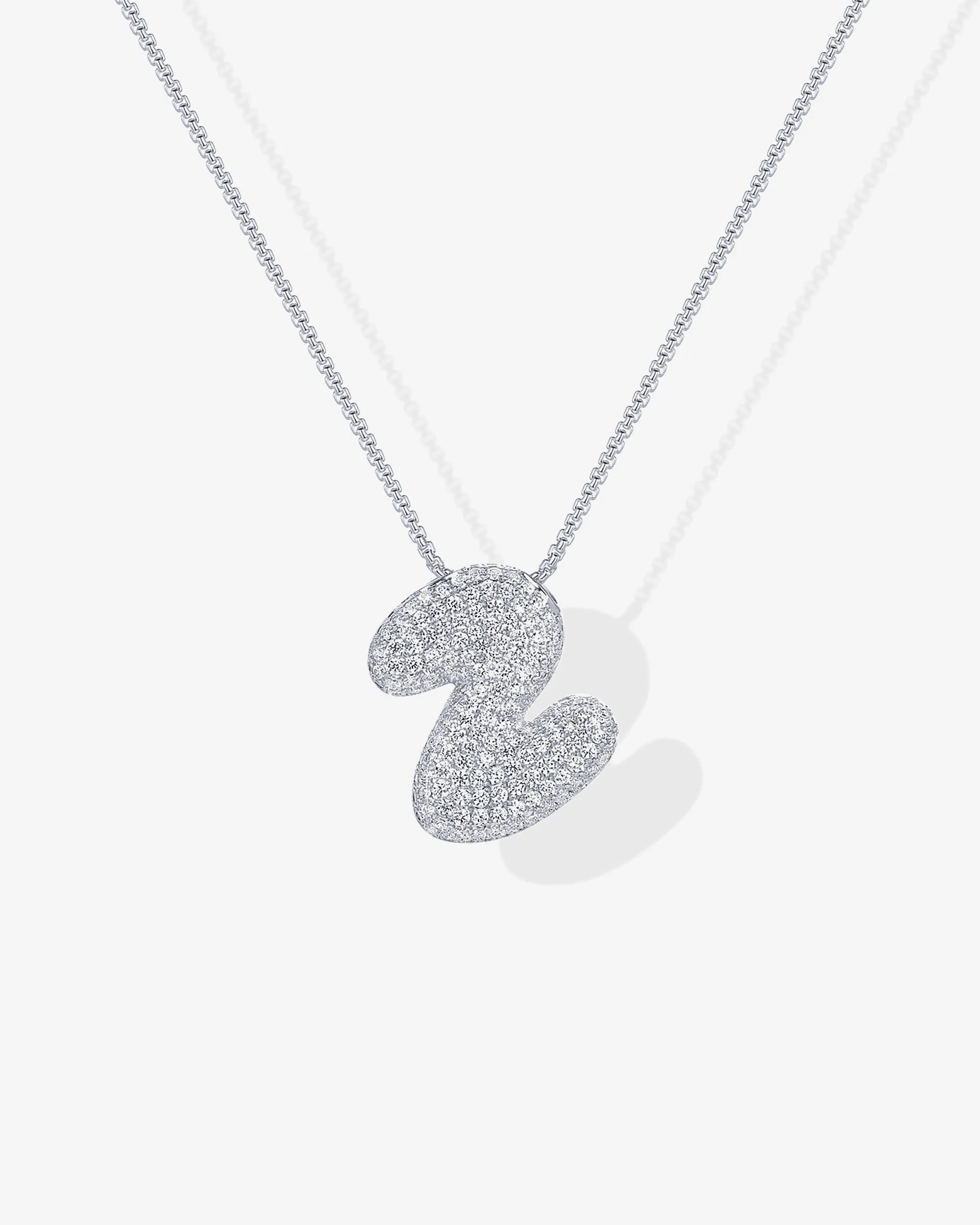 Sparkling Bubble Letter Pendant Necklace