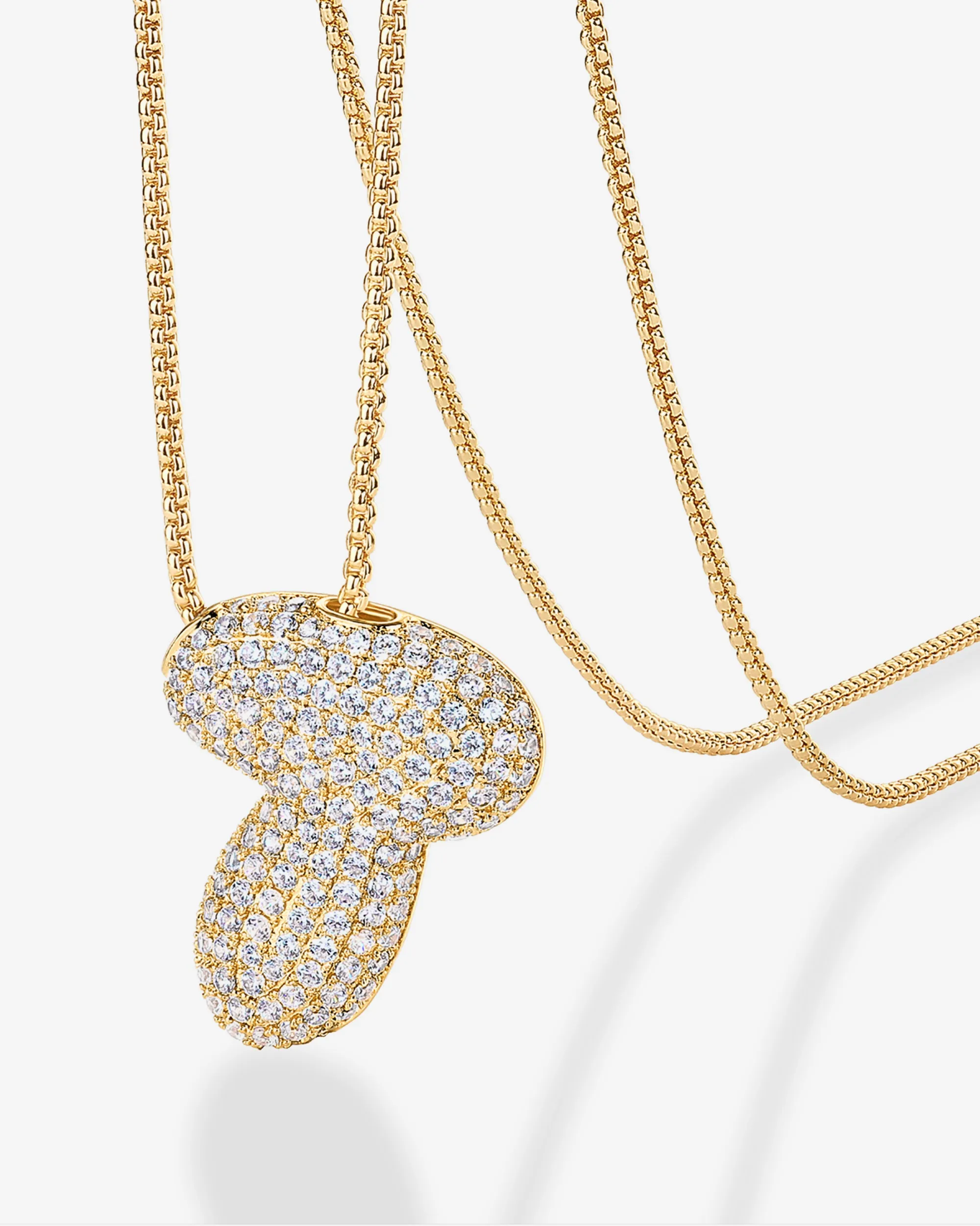 Sparkling Bubble Letter Pendant Necklace