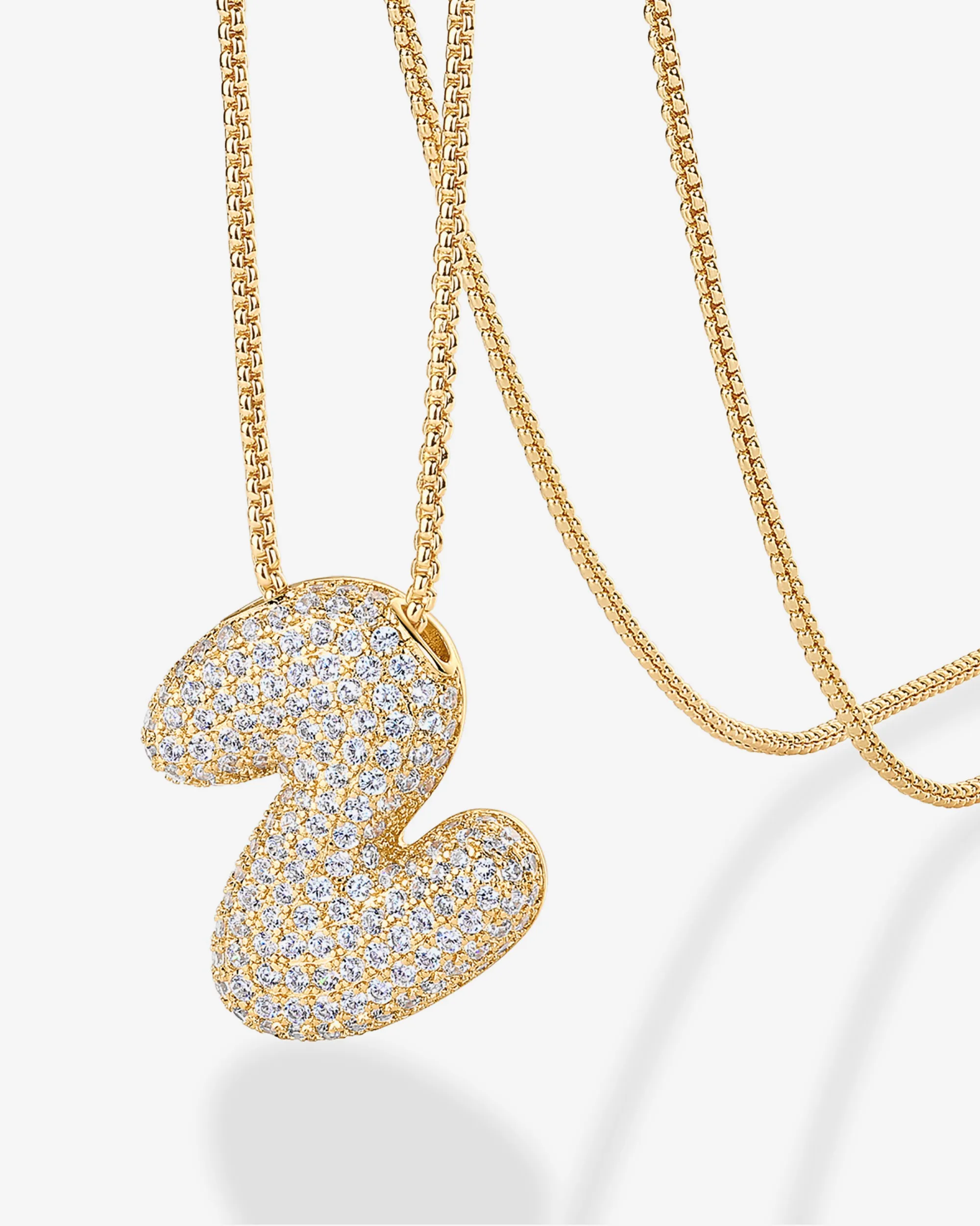 Sparkling Bubble Letter Pendant Necklace
