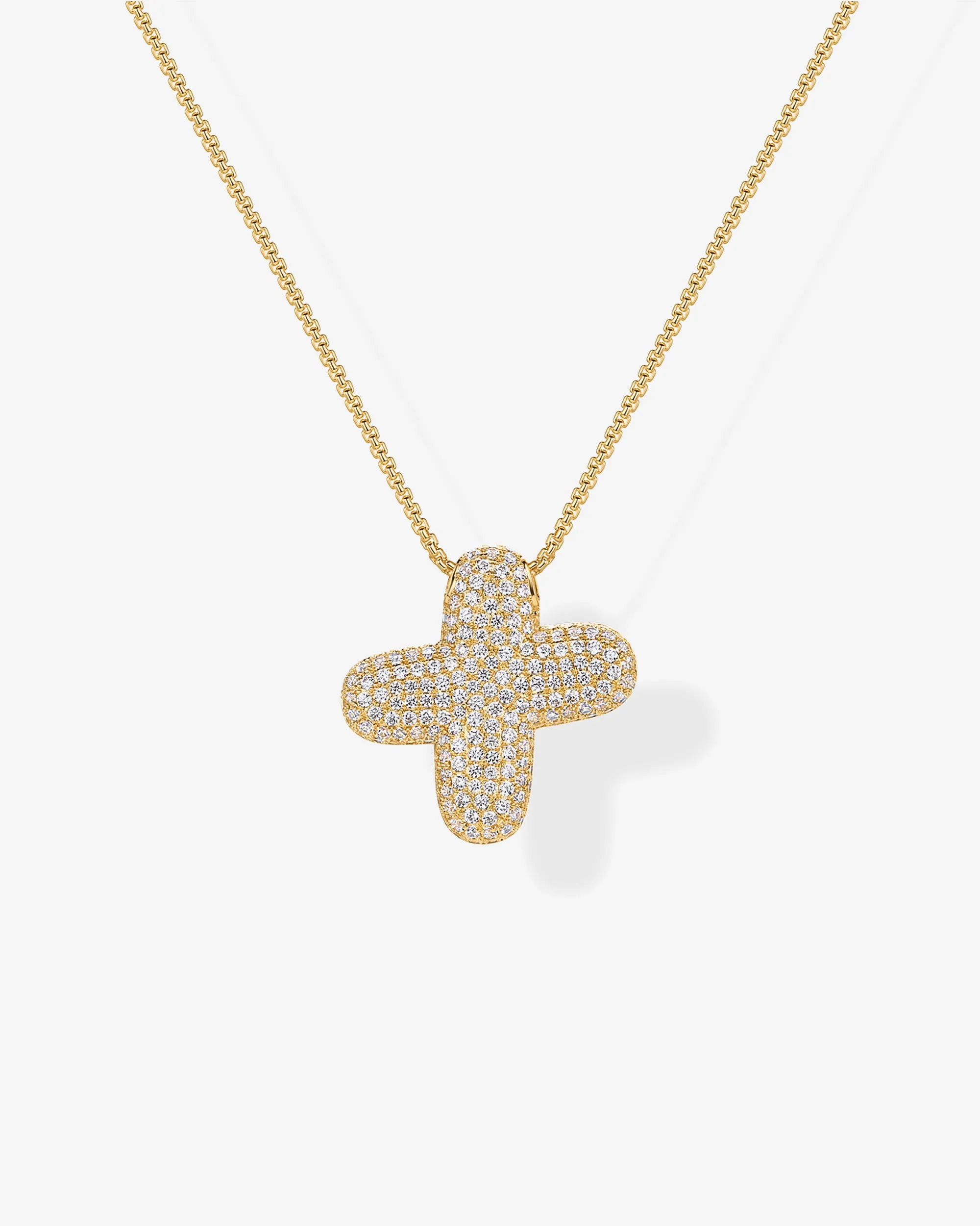 Sparkling Bubble Letter Pendant Necklace