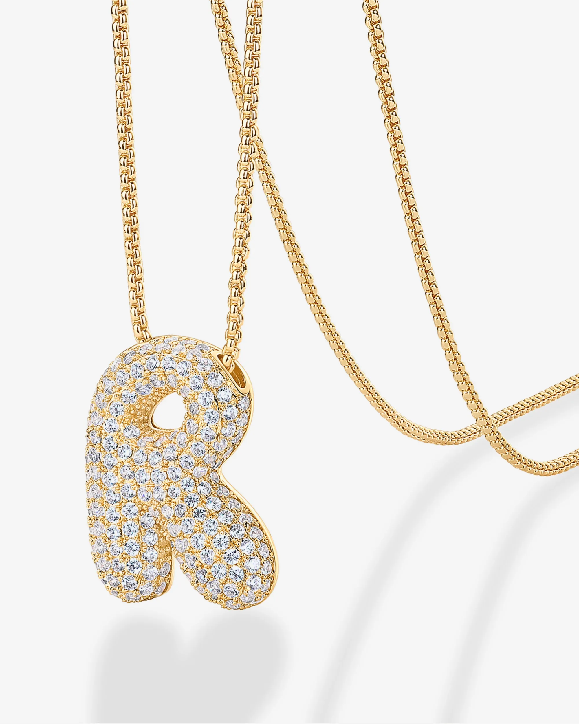 Sparkling Bubble Letter Pendant Necklace