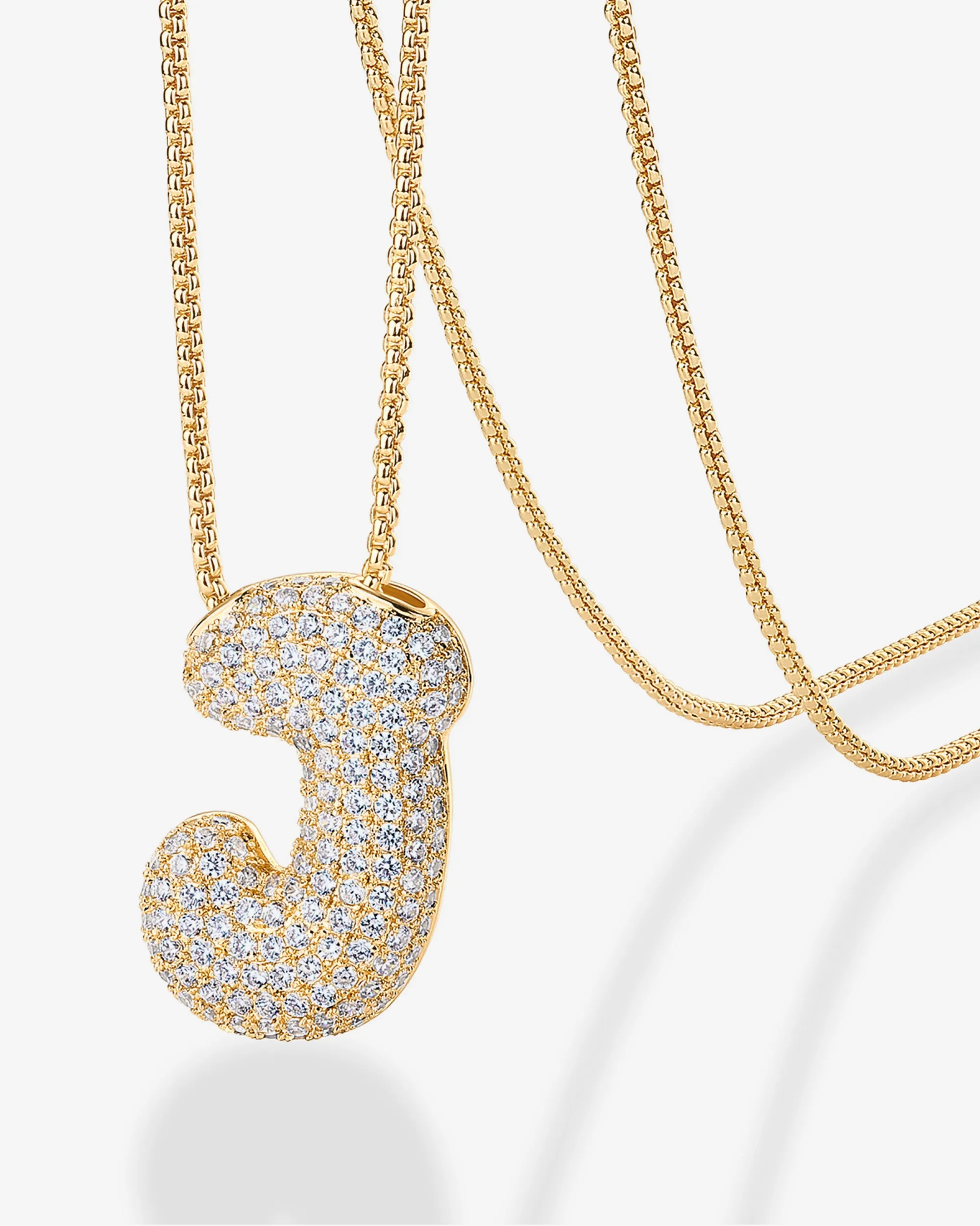 Sparkling Bubble Letter Pendant Necklace
